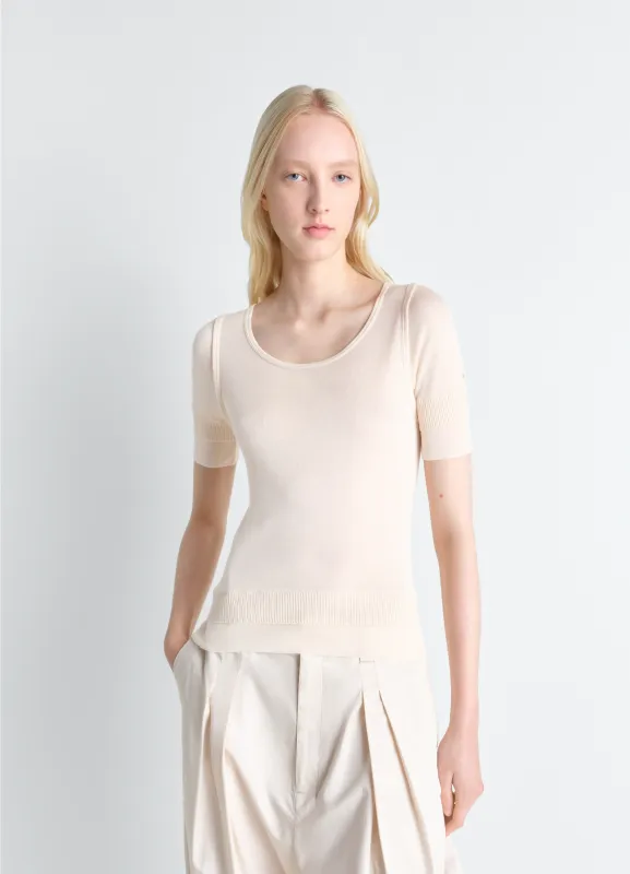 SEAMLESS TROMPE L'OEIL TOP IN VISCOSE SILK made by Lemaire