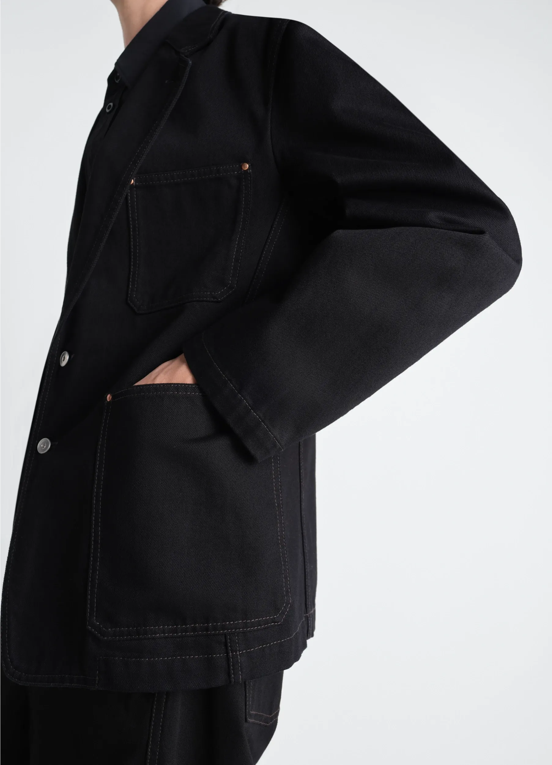 SINGLE BREASTED TAILORED JACKET IN DENIM sold by Lemaire product image thumbnail 4