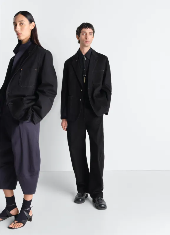 SINGLE BREASTED TAILORED JACKET IN DENIM made by Lemaire