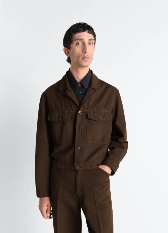 TRUCKER JACKET IN DYED BROKEN TWILL made by Lemaire