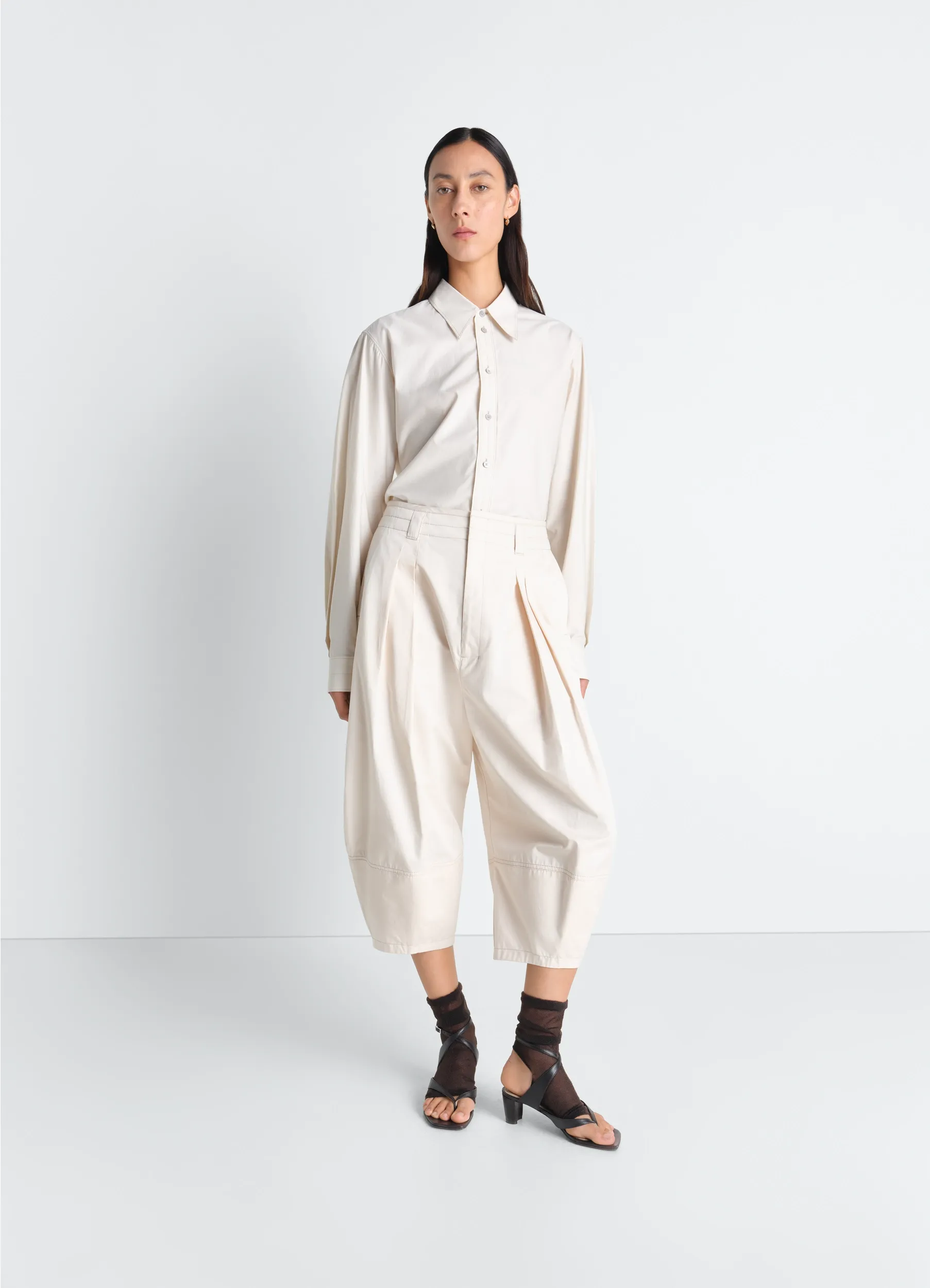 VOLUME BERMUDAS IN COTTON SATIN sold by Lemaire