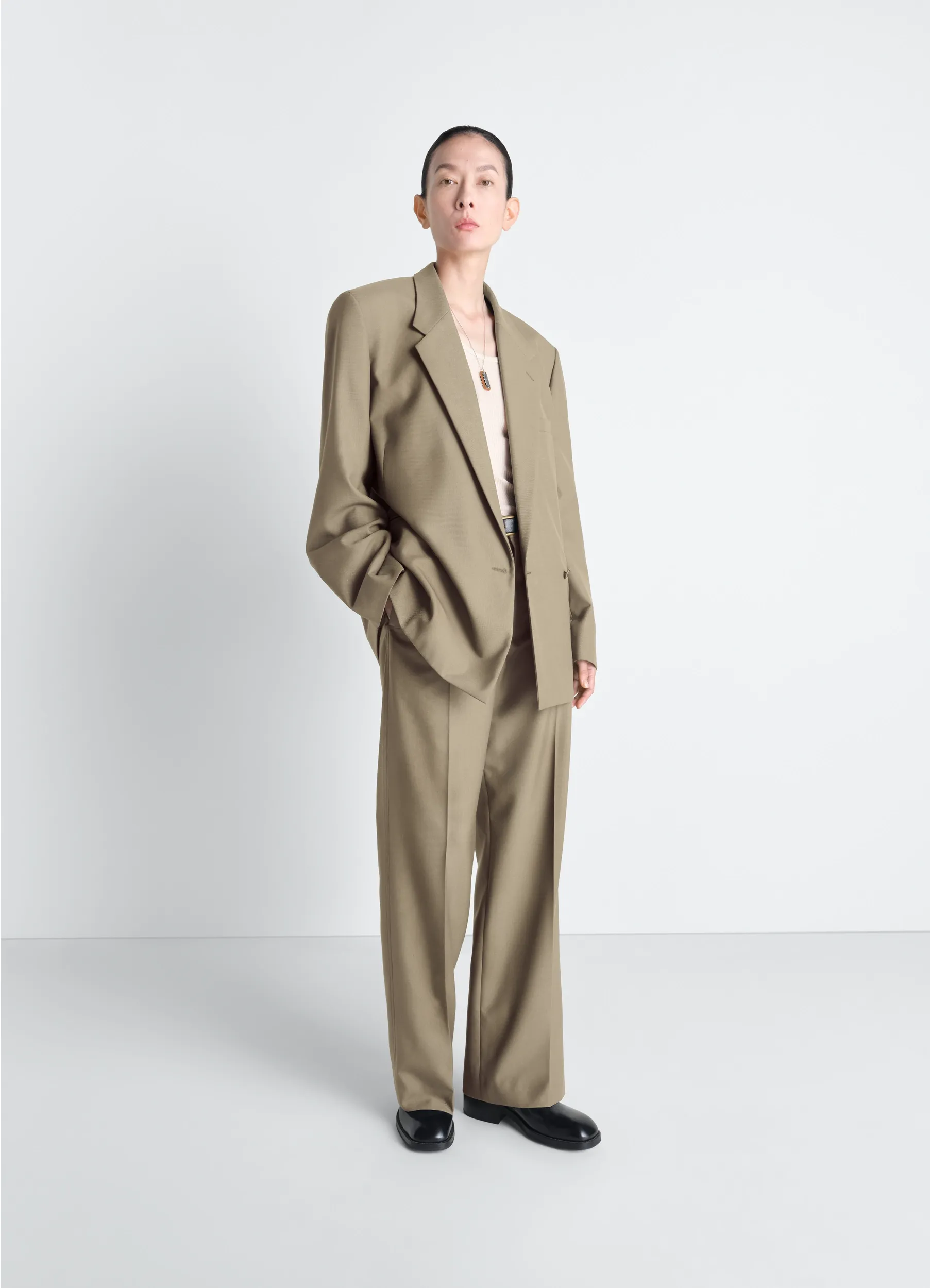 STRAIGHT TAILORED PANTS IN POLYWOOL sold by Lemaire