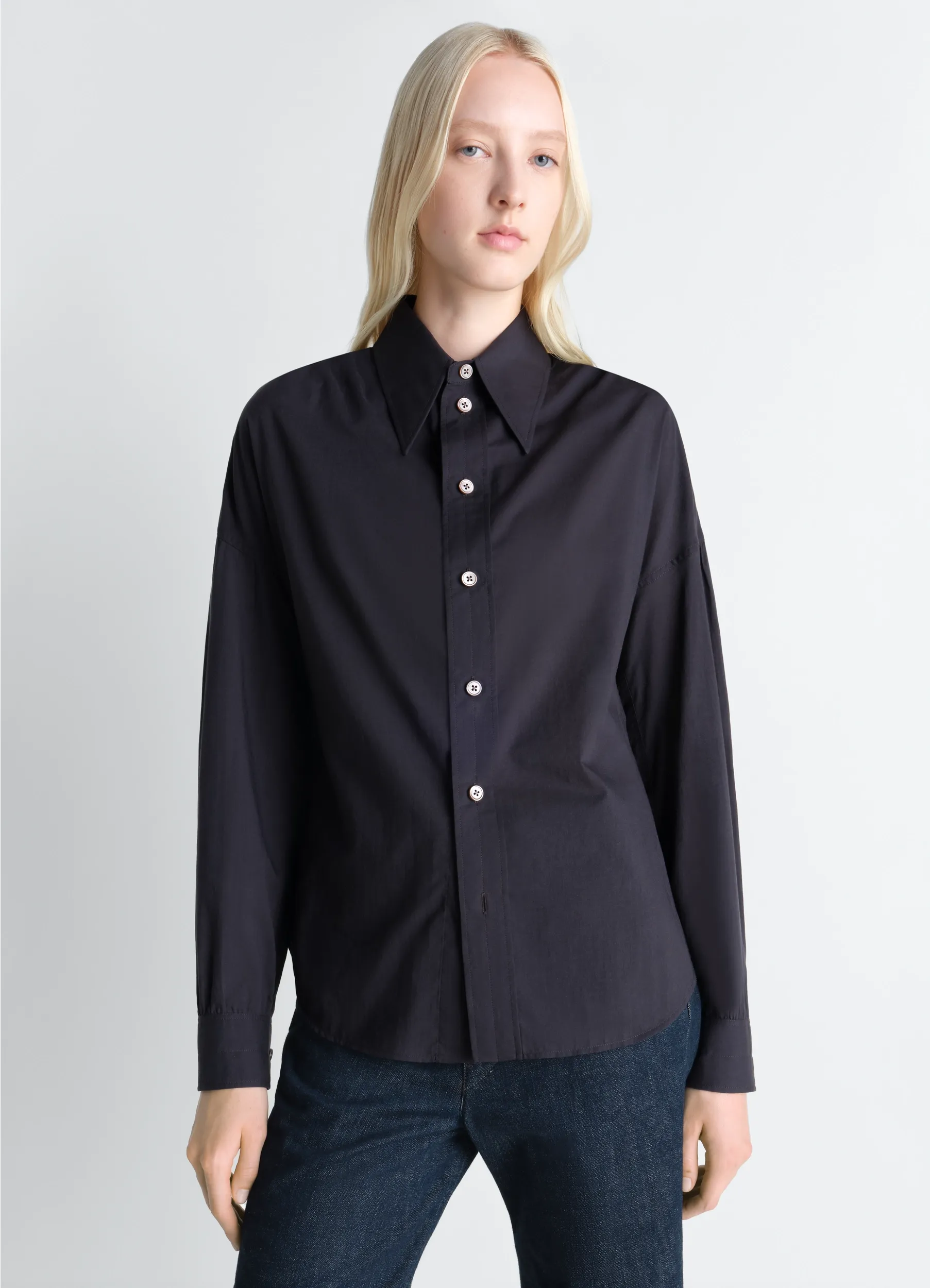 SOFT POINTED COLLAR SHIRT IN WASHED COTTON MUSLIN sold by Lemaire
