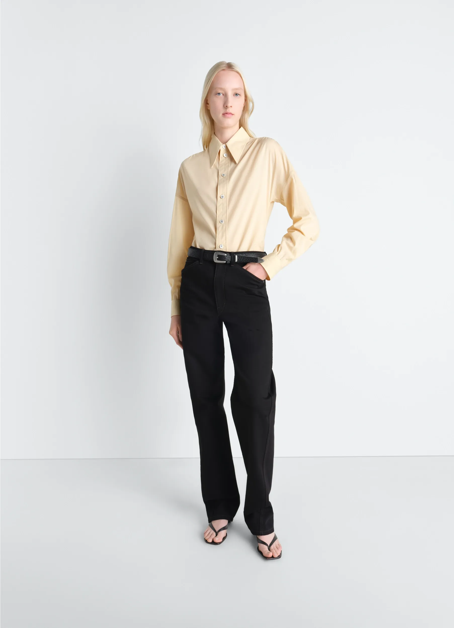 SOFT POINTED COLLAR SHIRT IN WASHED COTTON MUSLIN sold by Lemaire product image thumbnail 2
