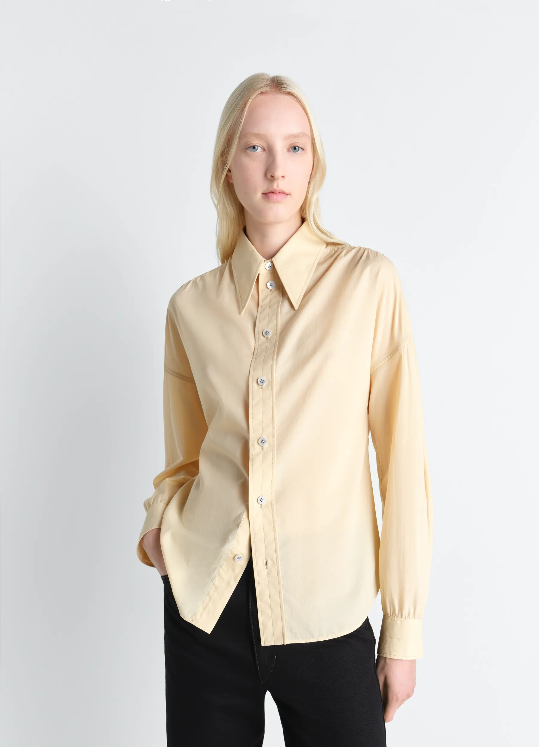 SOFT POINTED COLLAR SHIRT IN WASHED COTTON MUSLIN sold by Lemaire