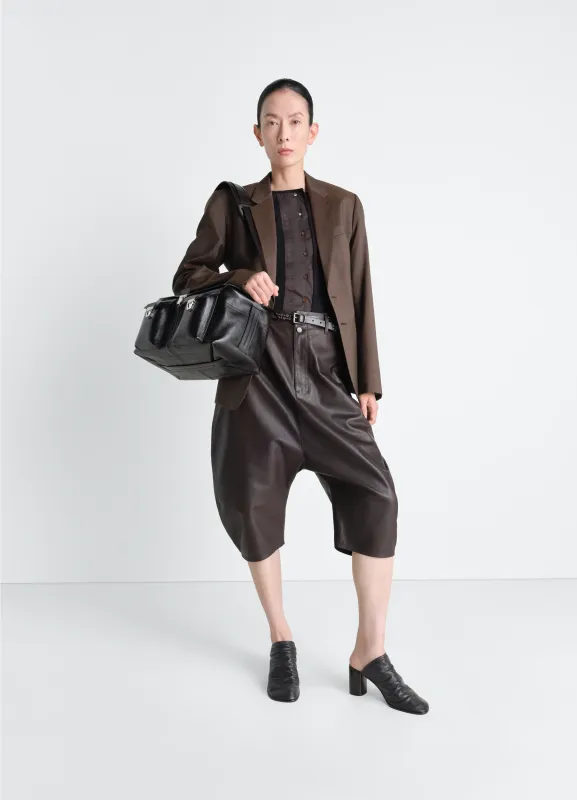 DROPPED CROTCH LEATHER BERMUDAS made by Lemaire