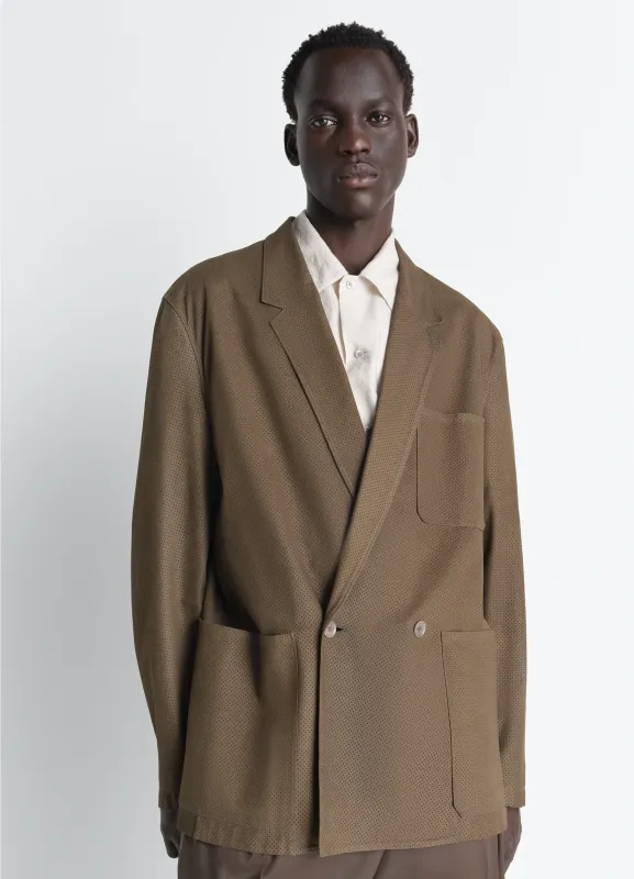 DOUBLE BREASTED LEATHER TAILORED JACKET IN NUBUCK made by Lemaire