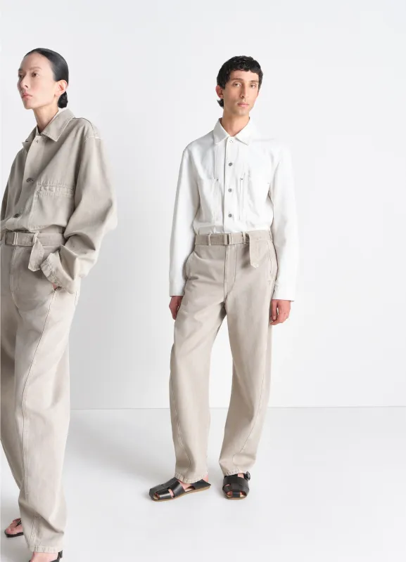 TWISTED BELTED PANTS IN HEAVY BROKEN TWILL SNOW made by Lemaire