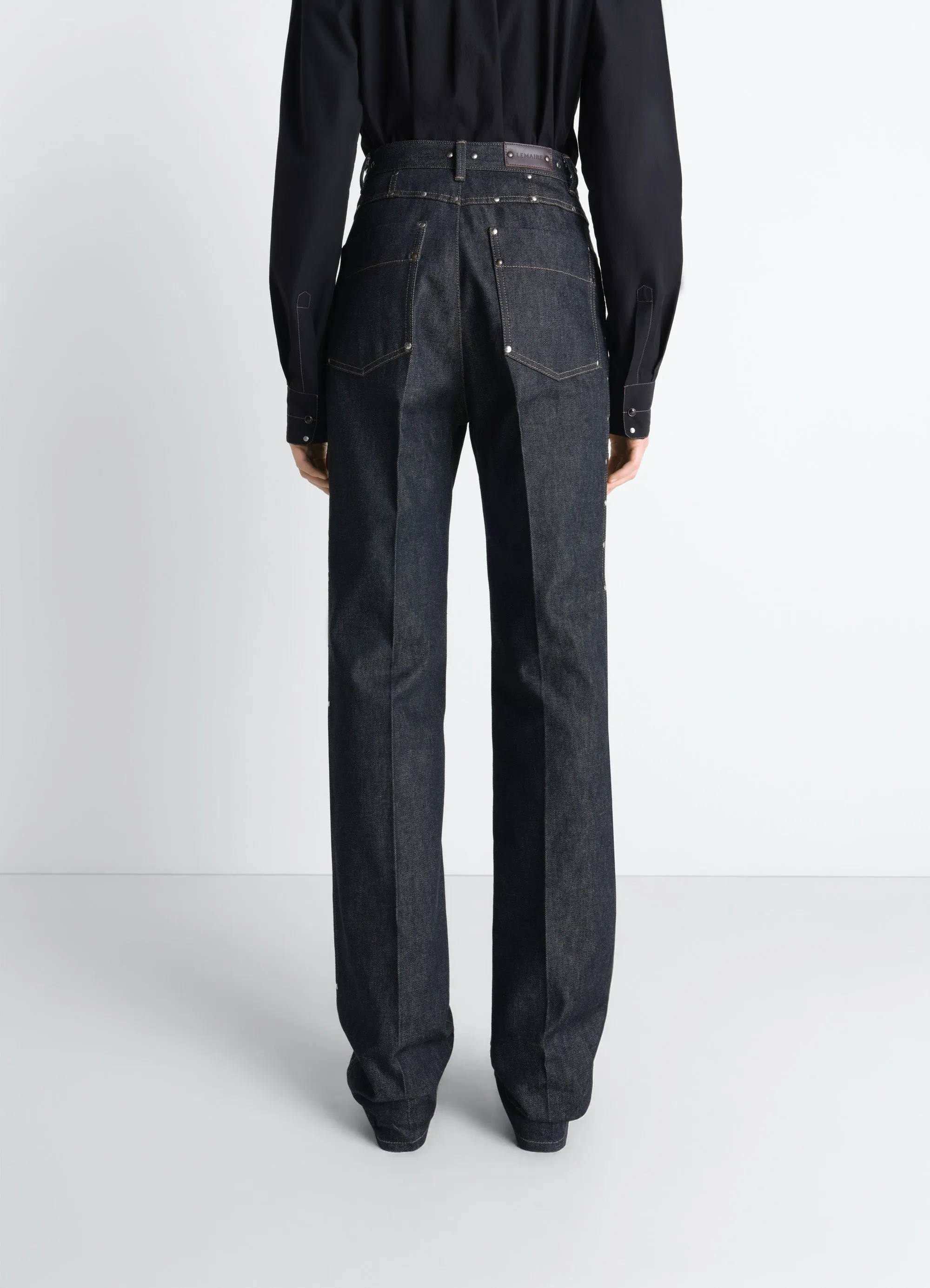 HIGH WAISTED STRAIGHT PANTS WITH STUDS IN DENIM sold by Lemaire product image thumbnail 5
