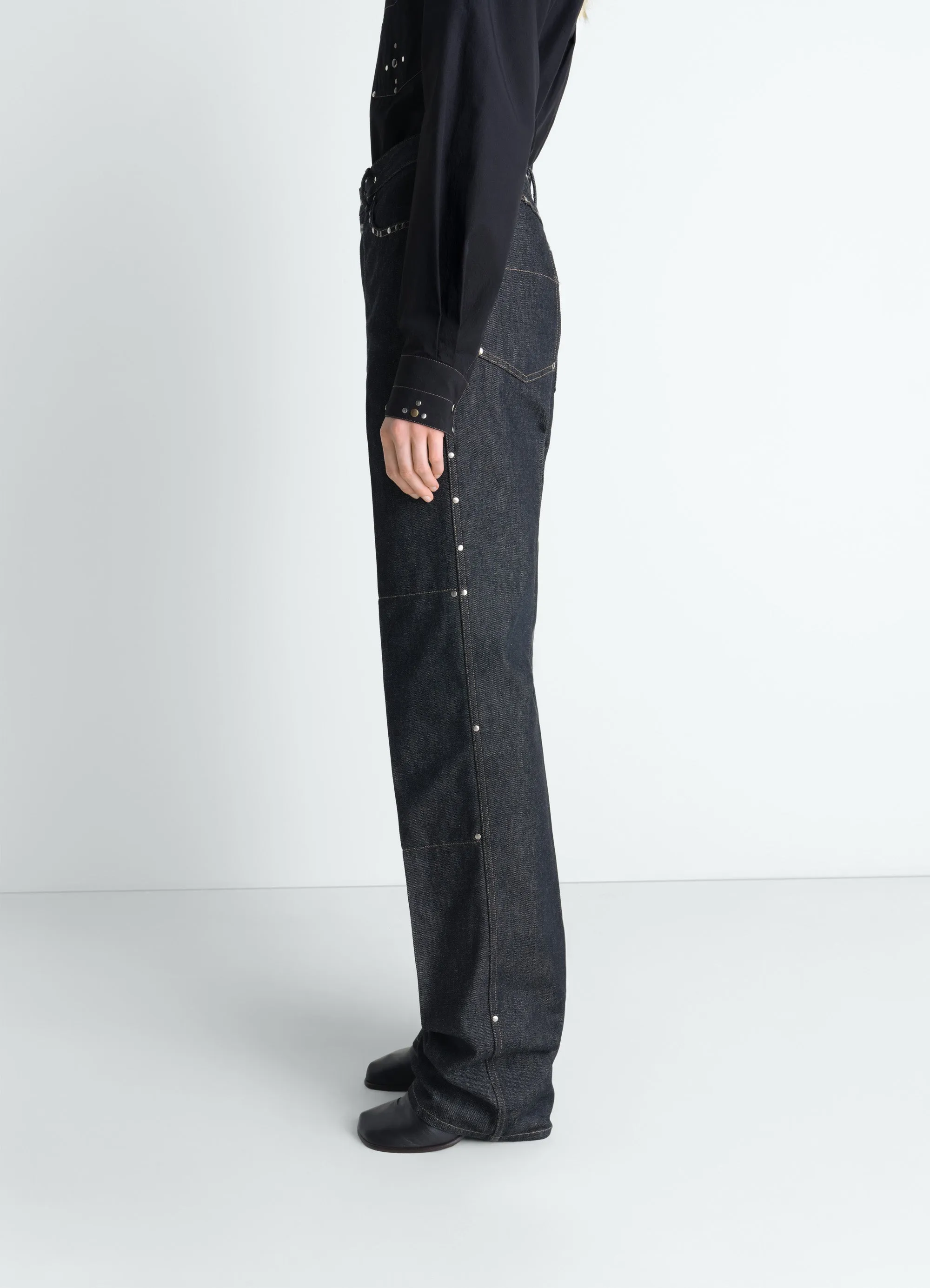 HIGH WAISTED STRAIGHT PANTS WITH STUDS IN DENIM sold by Lemaire product image thumbnail 4
