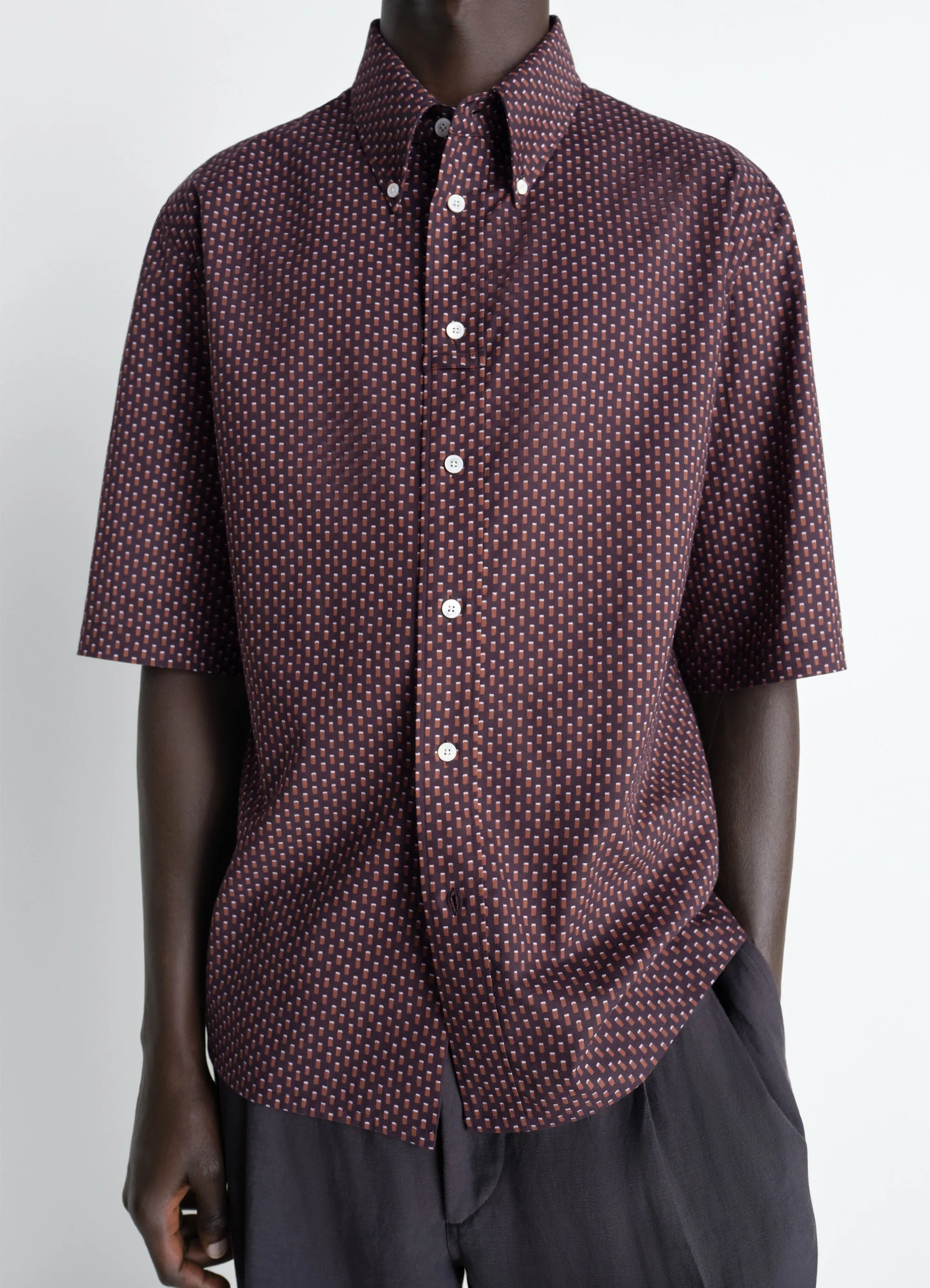 SHORT SLEEVE SHIRT IN GEOMETRIC PRINTED COTTON sold by Lemaire product image thumbnail 4