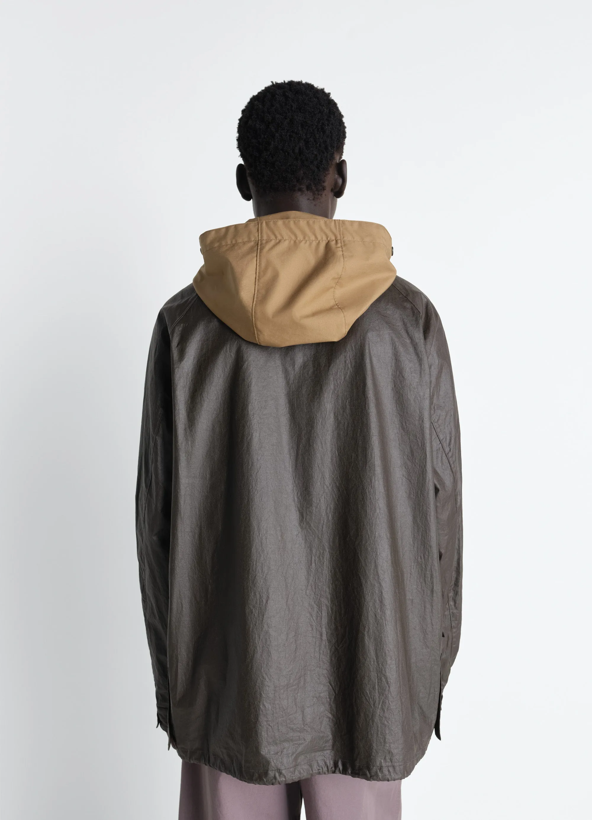 RAIN JACKET WITH DETACHABLE HOOD IN COATED TECHNICAL LINEN sold by Lemaire product image thumbnail 5