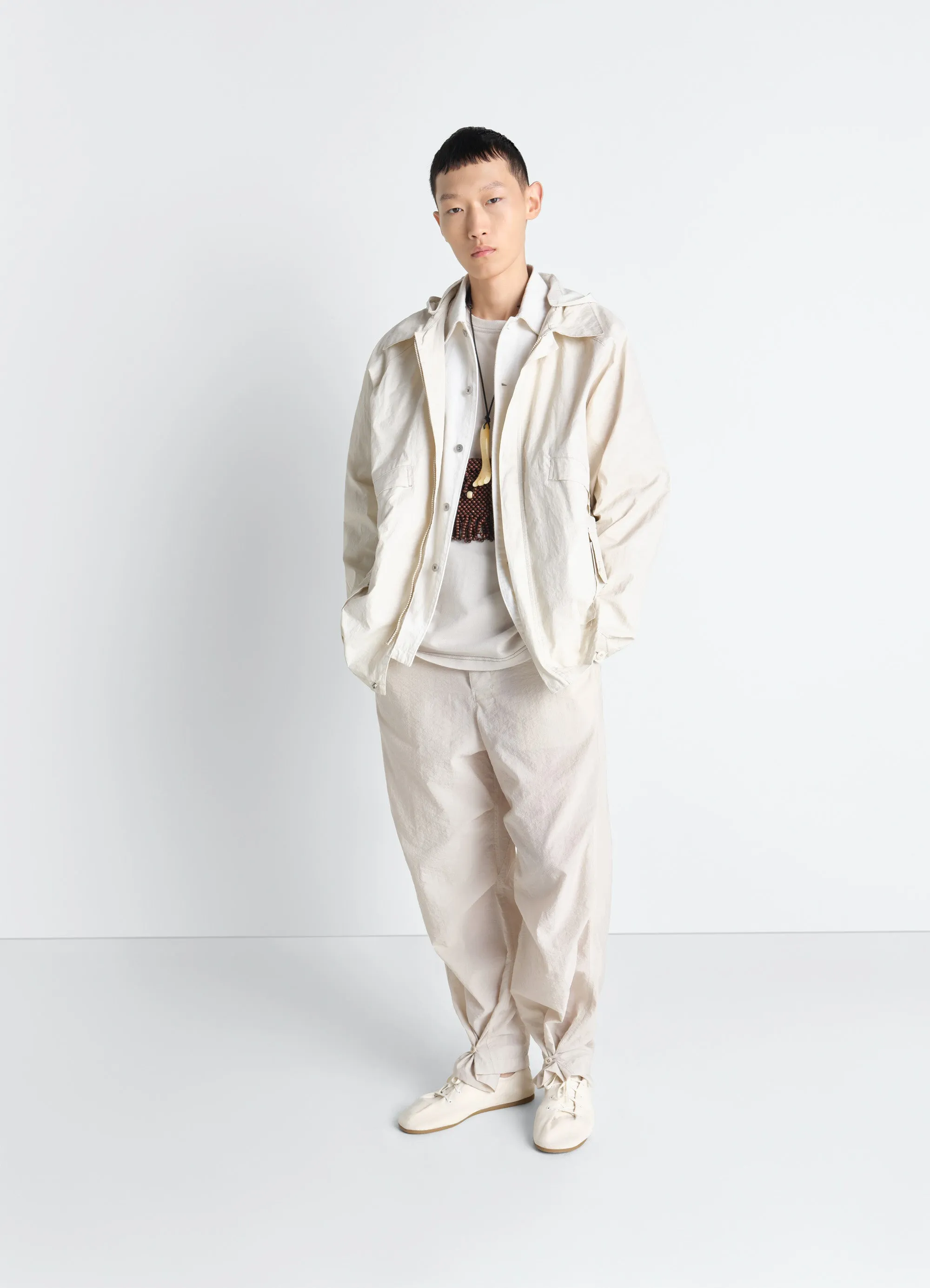 RAIN JACKET WITH DETACHABLE HOOD IN COATED TECHNICAL LINEN sold by Lemaire product image thumbnail 2
