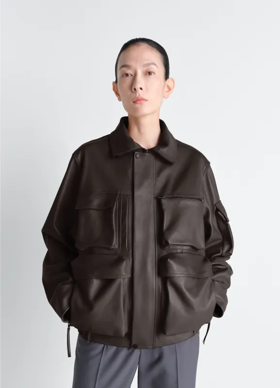 LEATHER BLOUSON WITH POCKETS IN LEATHER made by Lemaire