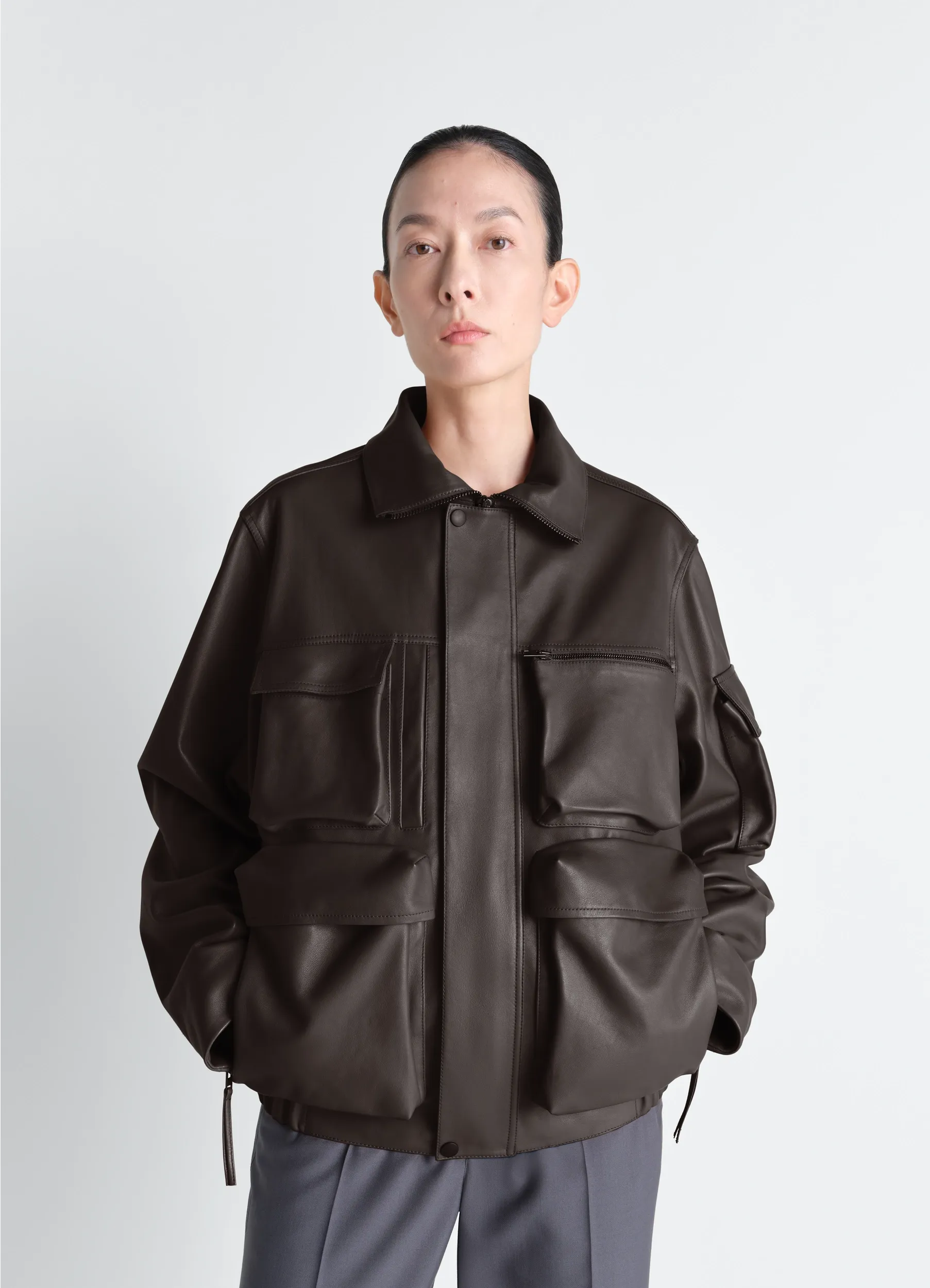 LEATHER BLOUSON WITH POCKETS IN LEATHER sold by Lemaire