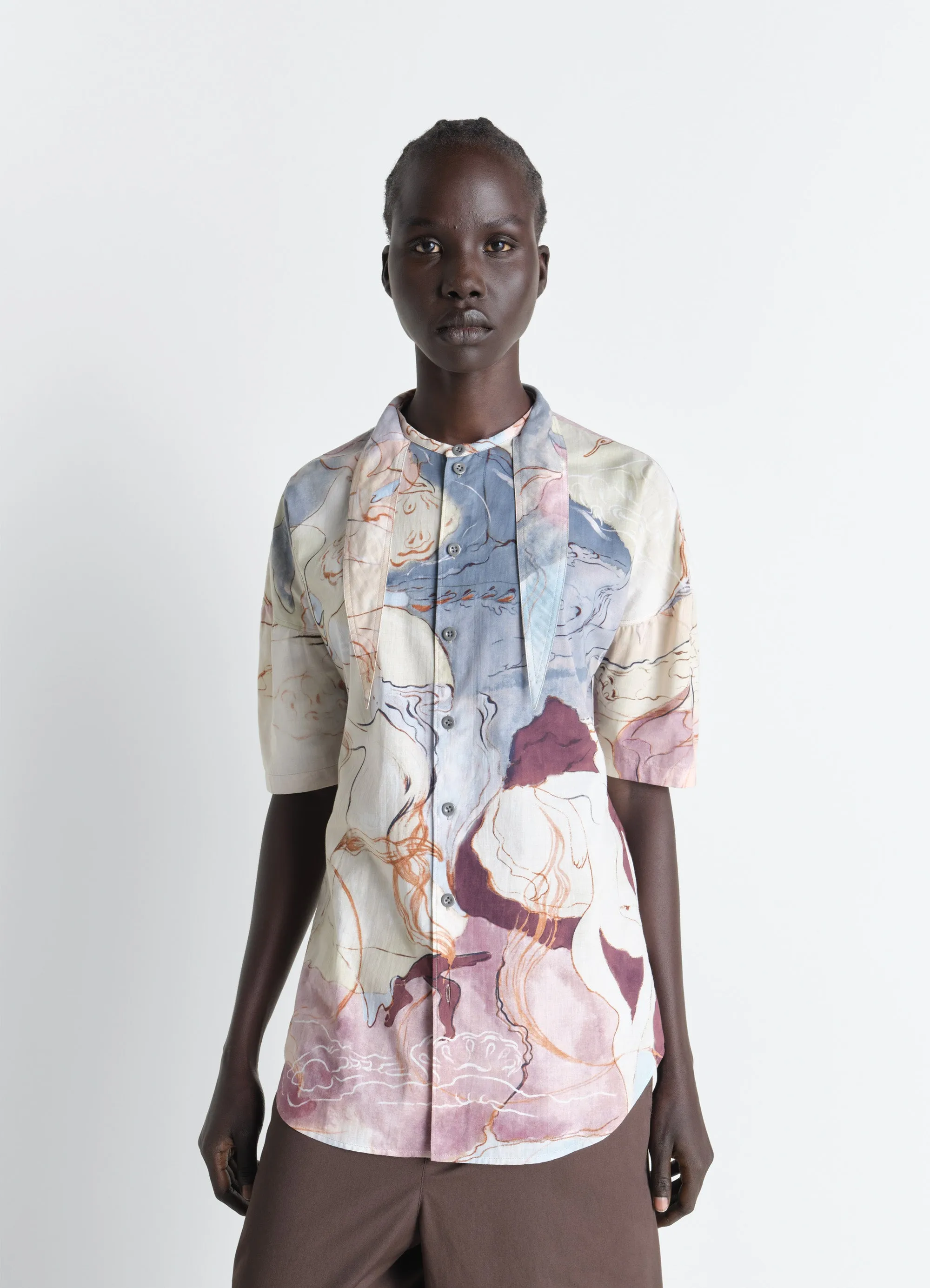 SHORT SLEEVE SHIRT WITH FOULARD IN AQUAREL PRINTED COTTON sold by Lemaire product image thumbnail 3