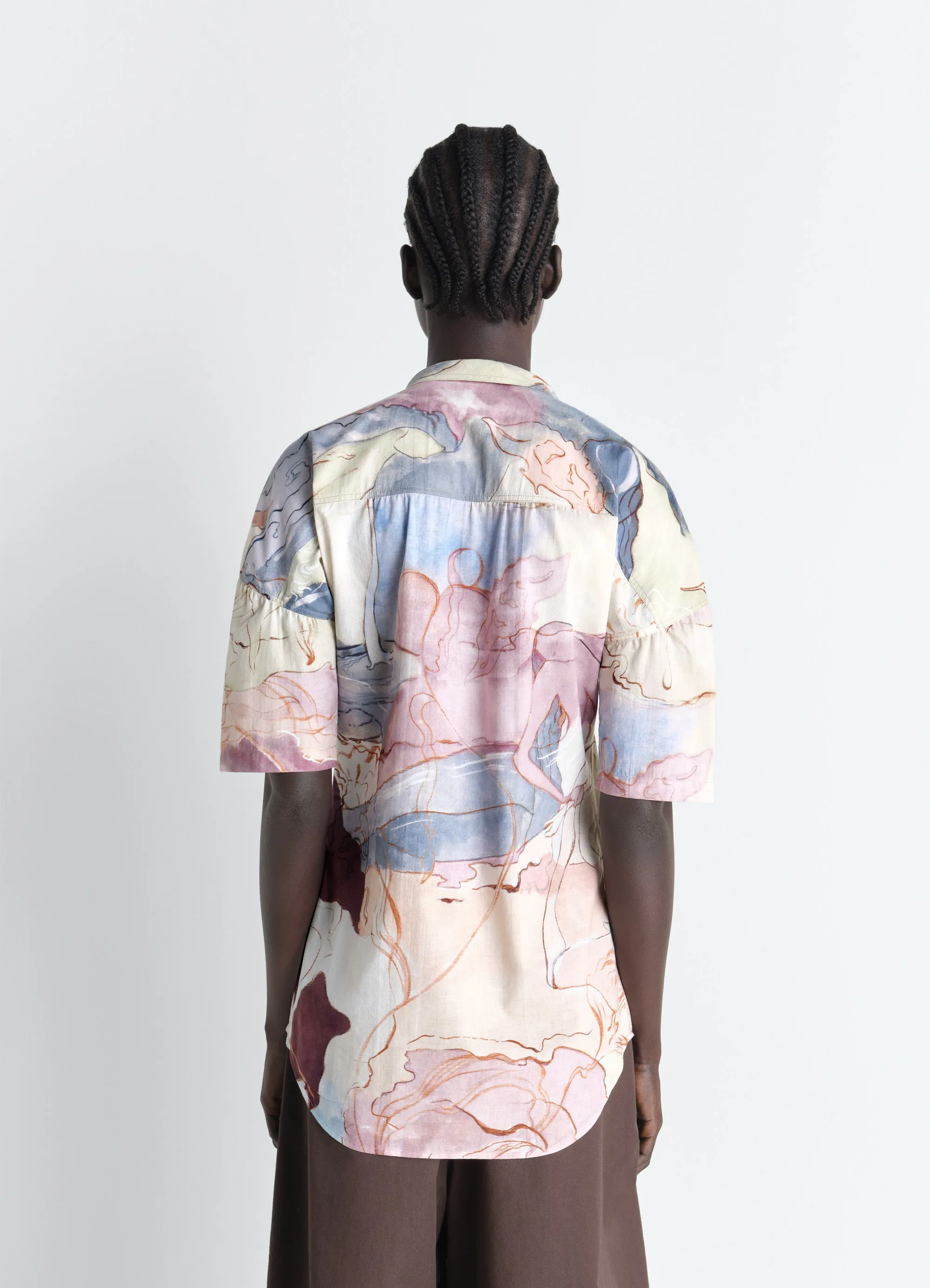 SHORT SLEEVE SHIRT WITH FOULARD IN AQUAREL PRINTED COTTON sold by Lemaire product image thumbnail 5