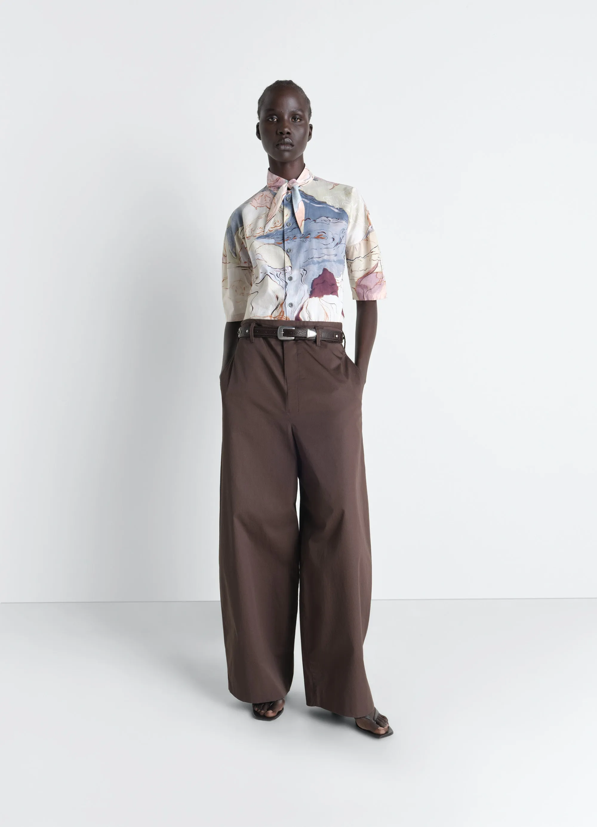 SHORT SLEEVE SHIRT WITH FOULARD IN AQUAREL PRINTED COTTON sold by Lemaire product image thumbnail 2