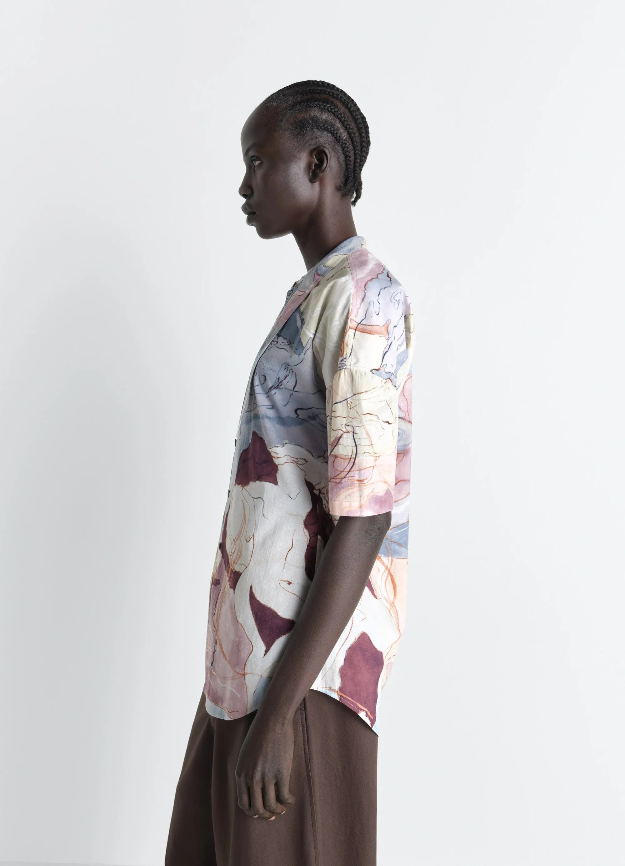 SHORT SLEEVE SHIRT WITH FOULARD IN AQUAREL PRINTED COTTON sold by Lemaire product image thumbnail 4