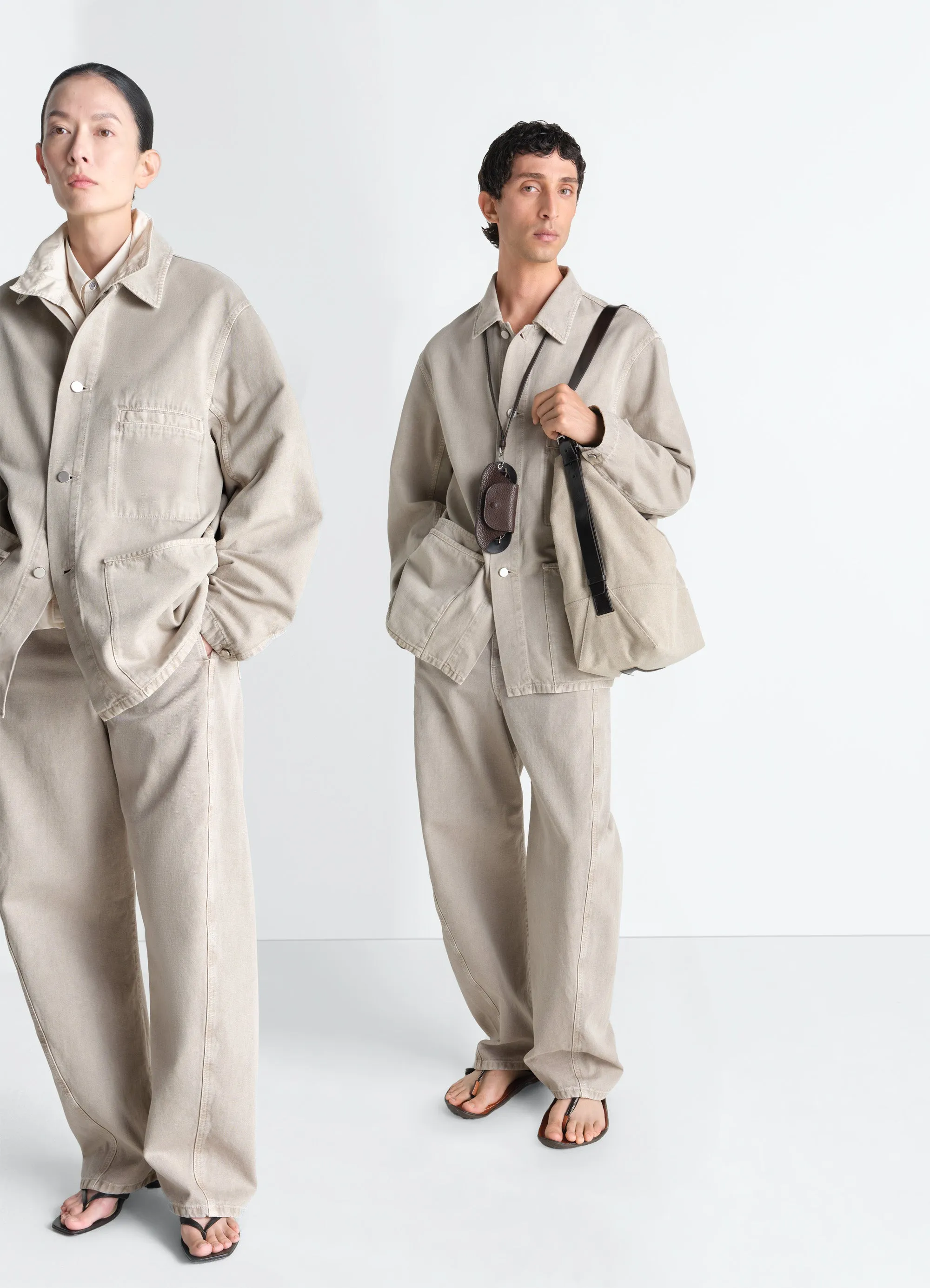 UTILITY OVERSHIRT IN SNOW BROKEN TWILL sold by Lemaire
