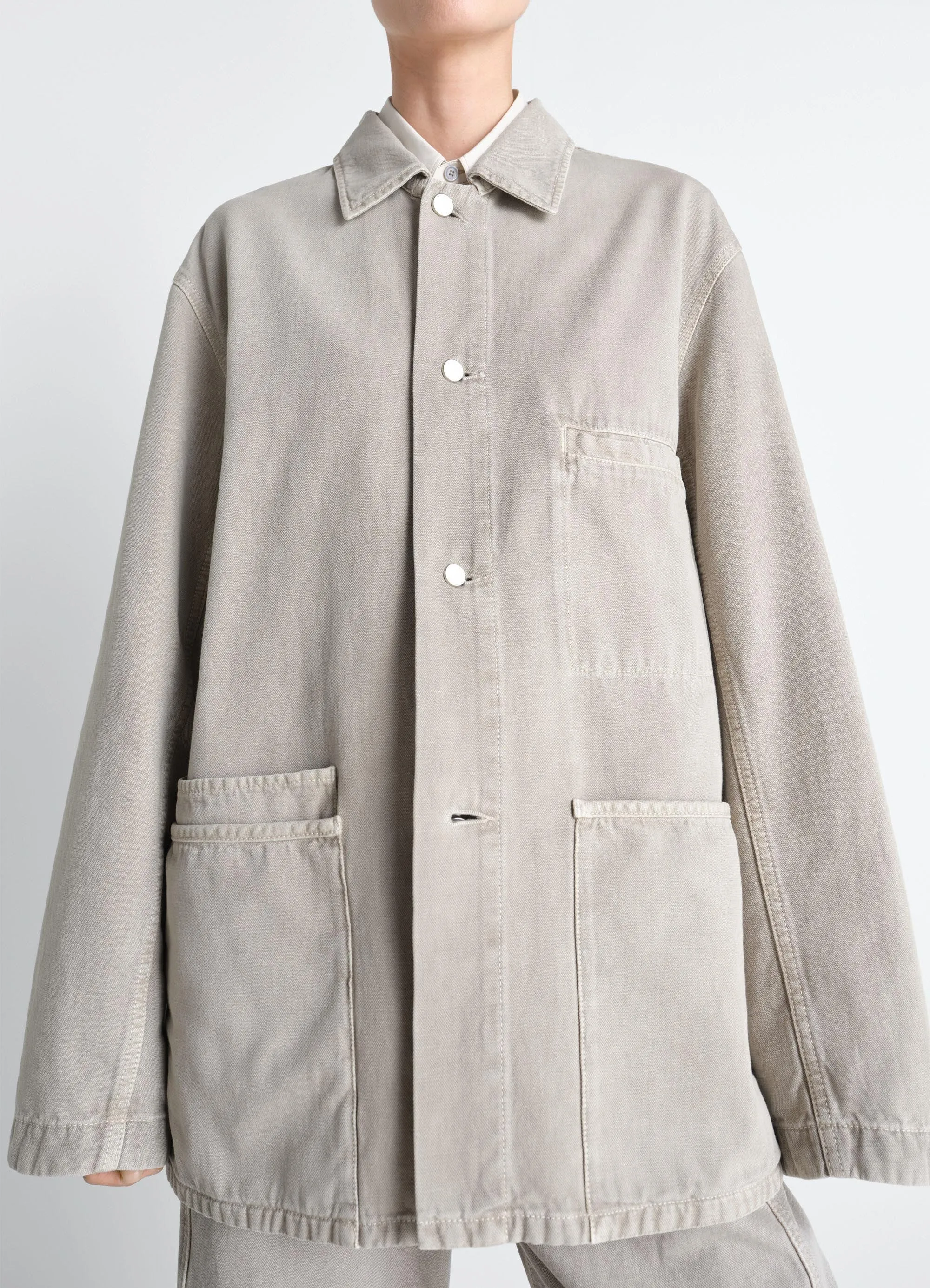 UTILITY OVERSHIRT IN SNOW BROKEN TWILL sold by Lemaire product image thumbnail 4