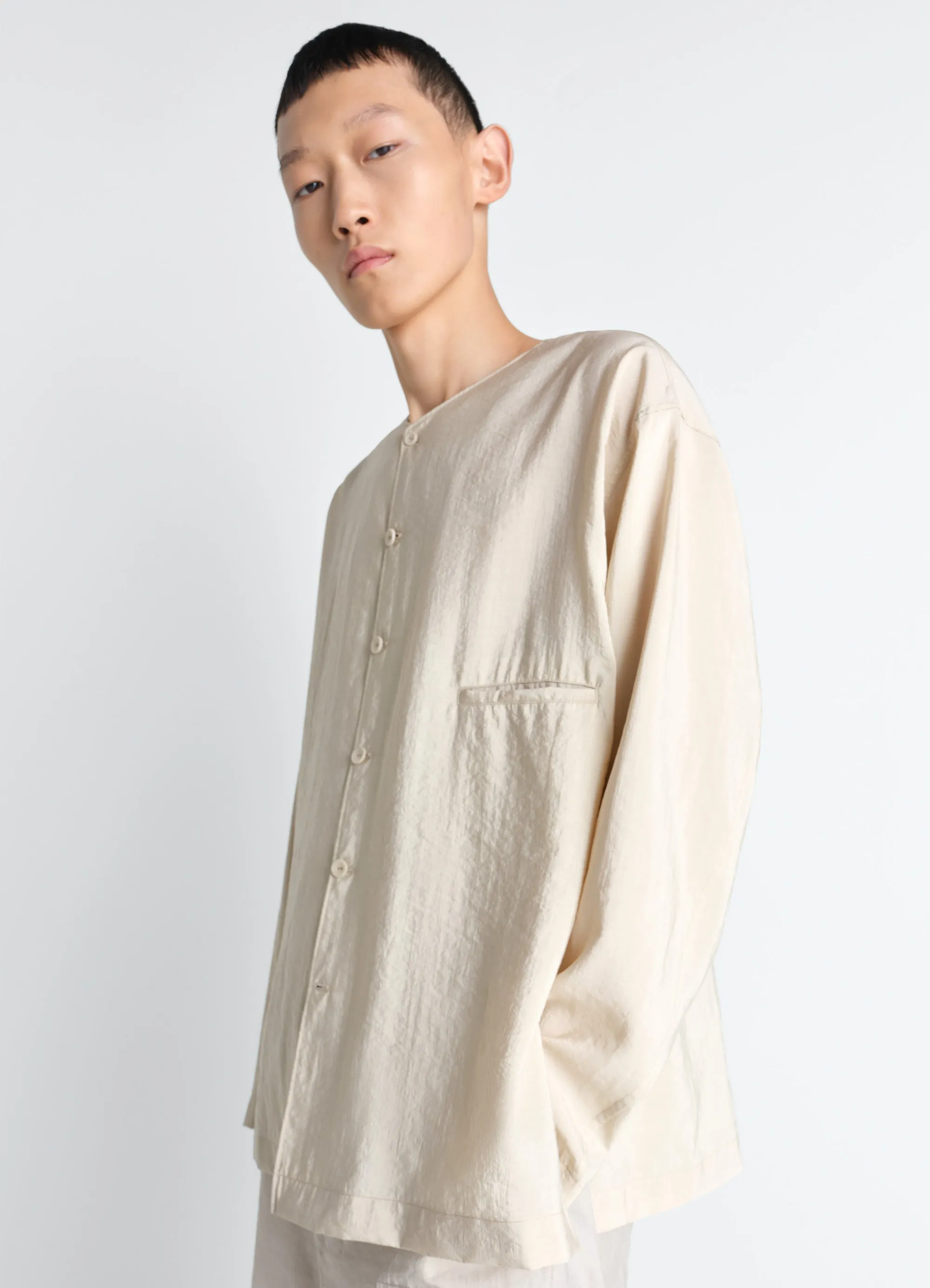 V-NECK SHIRT IN DRY SILK sold by Lemaire product image thumbnail 3