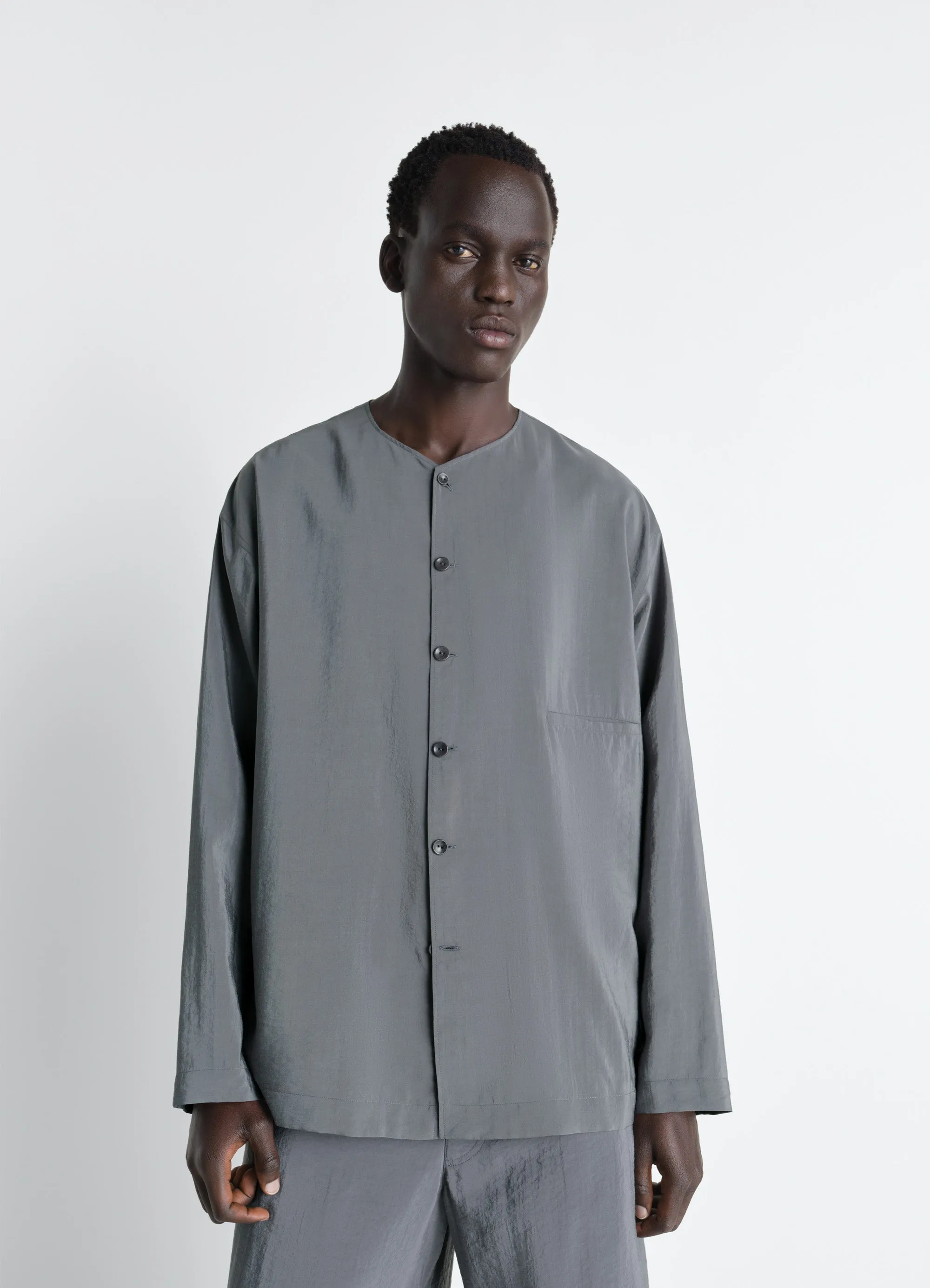 V-NECK SHIRT IN DRY SILK sold by Lemaire