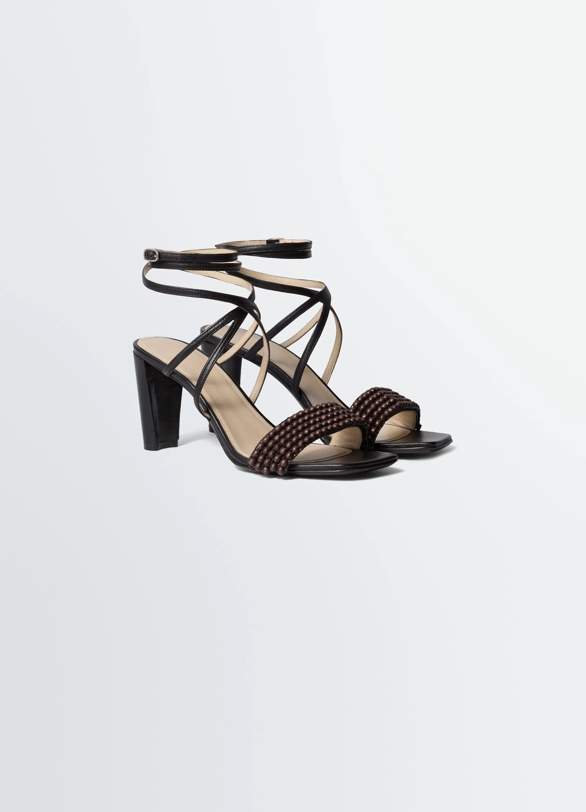 CROSS SANDALS 80 MM HEEL IN LEATHER WITH BEADS sold by Lemaire product image thumbnail 3