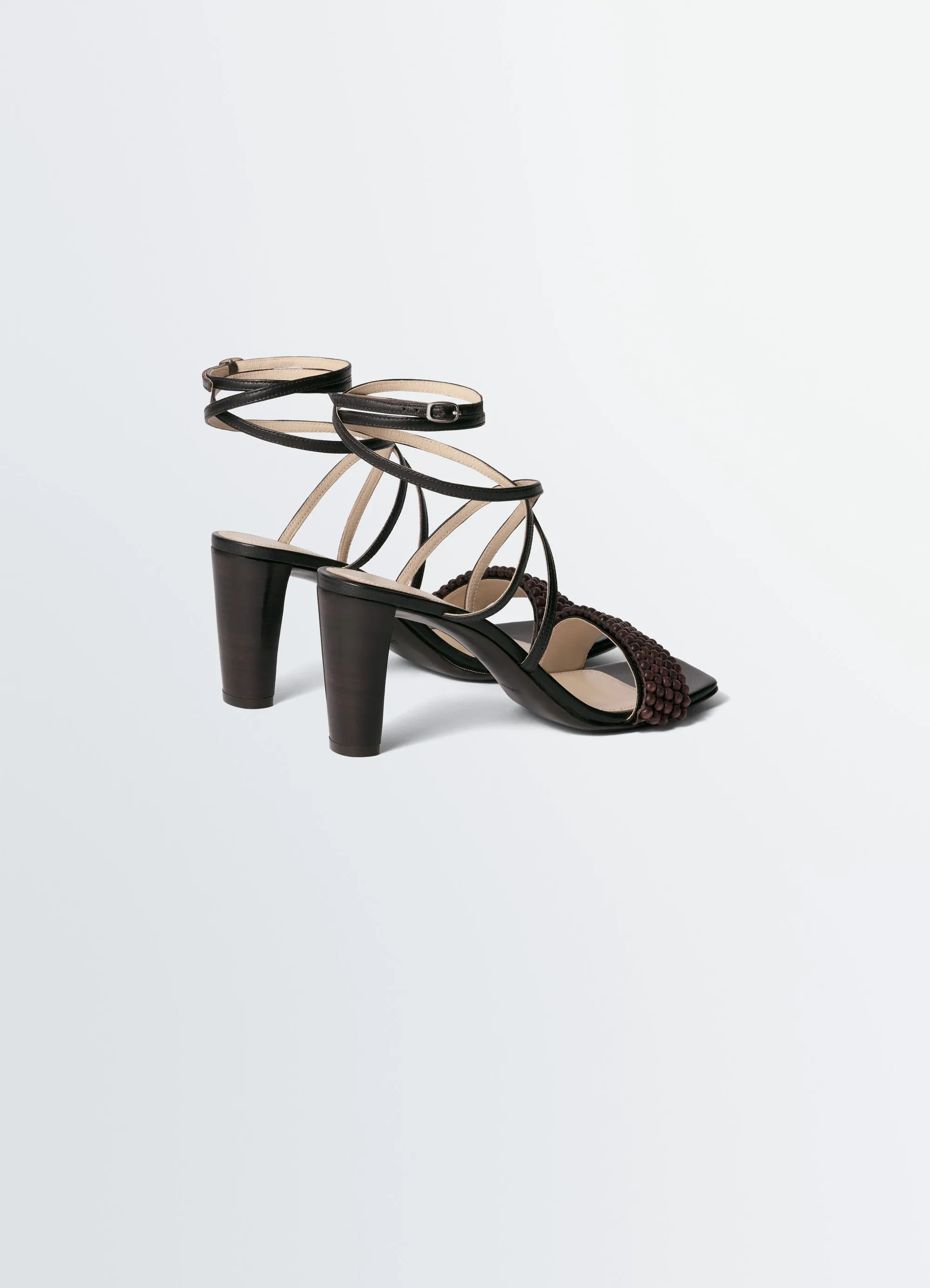 CROSS SANDALS 80 MM HEEL IN LEATHER WITH BEADS sold by Lemaire product image thumbnail 4
