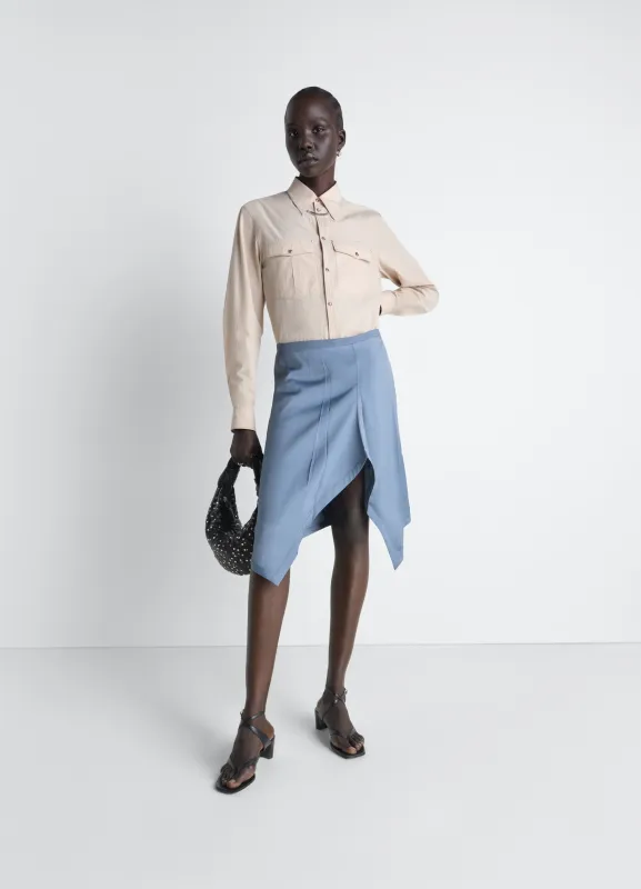 CREASED FOULARD SKIRT IN POLY VISCOSE TWILL made by Lemaire