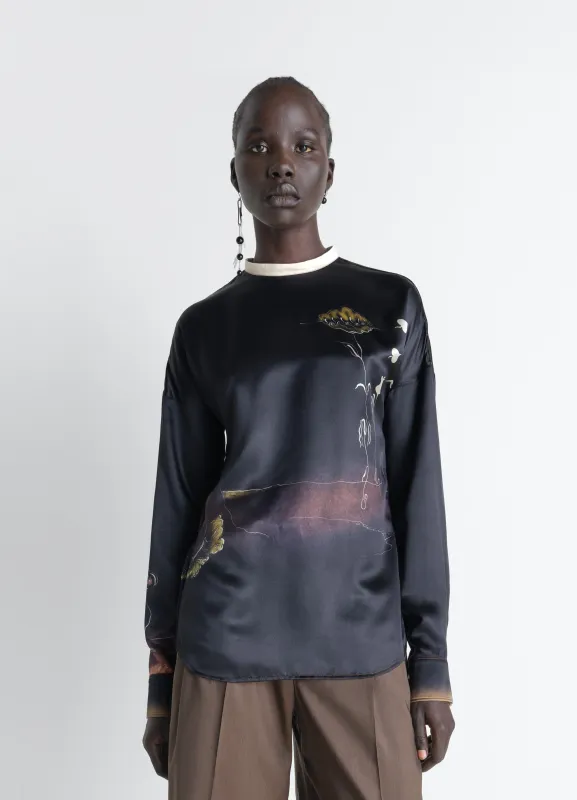 PLASTRON TOP IN LANDSCAPE PRINTED SILK made by Lemaire