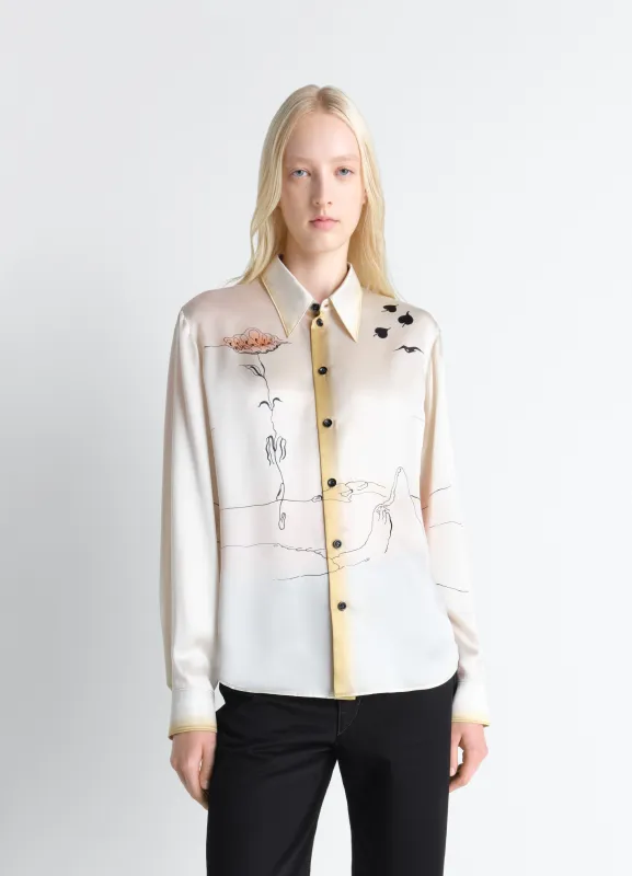 POINTED COLLAR SHIRT IN LANDSCAPE PRINTED SILK made by Lemaire