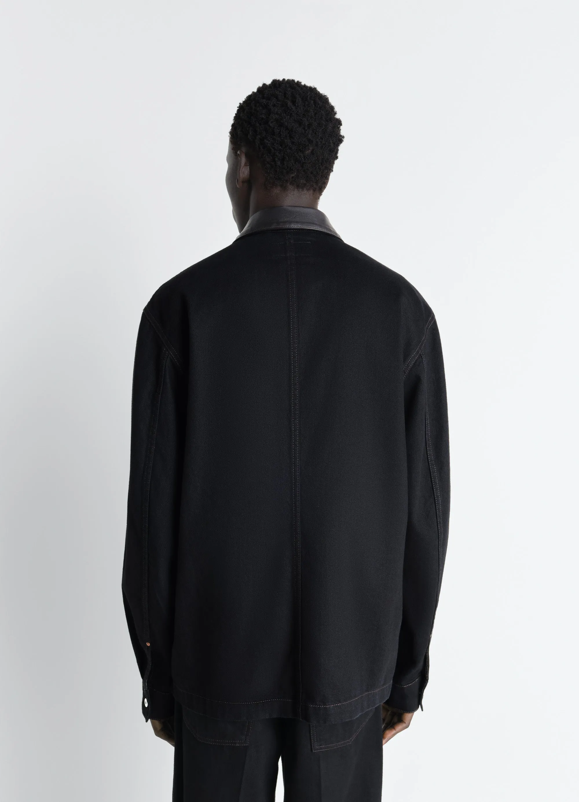 WORKWEAR OVERSHIRT WITH LEATHER COLLAR IN DENIM sold by Lemaire product image thumbnail 5