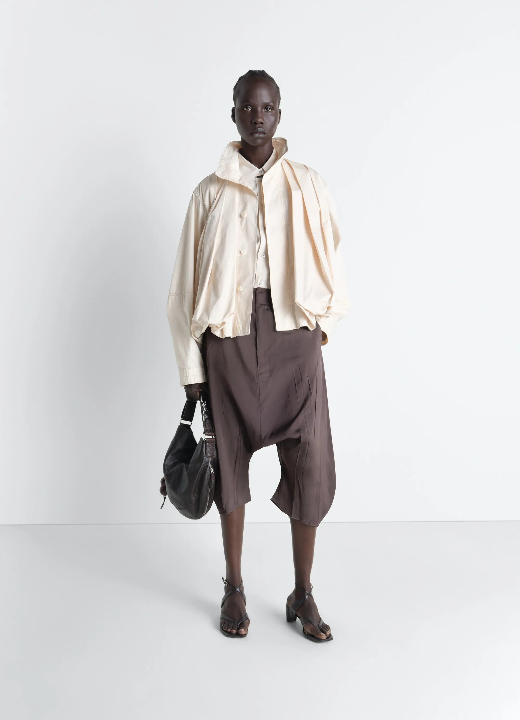 CREASED DROPPED CROTCH BERMUDAS IN POLY VISCOSE TWILL sold by Lemaire