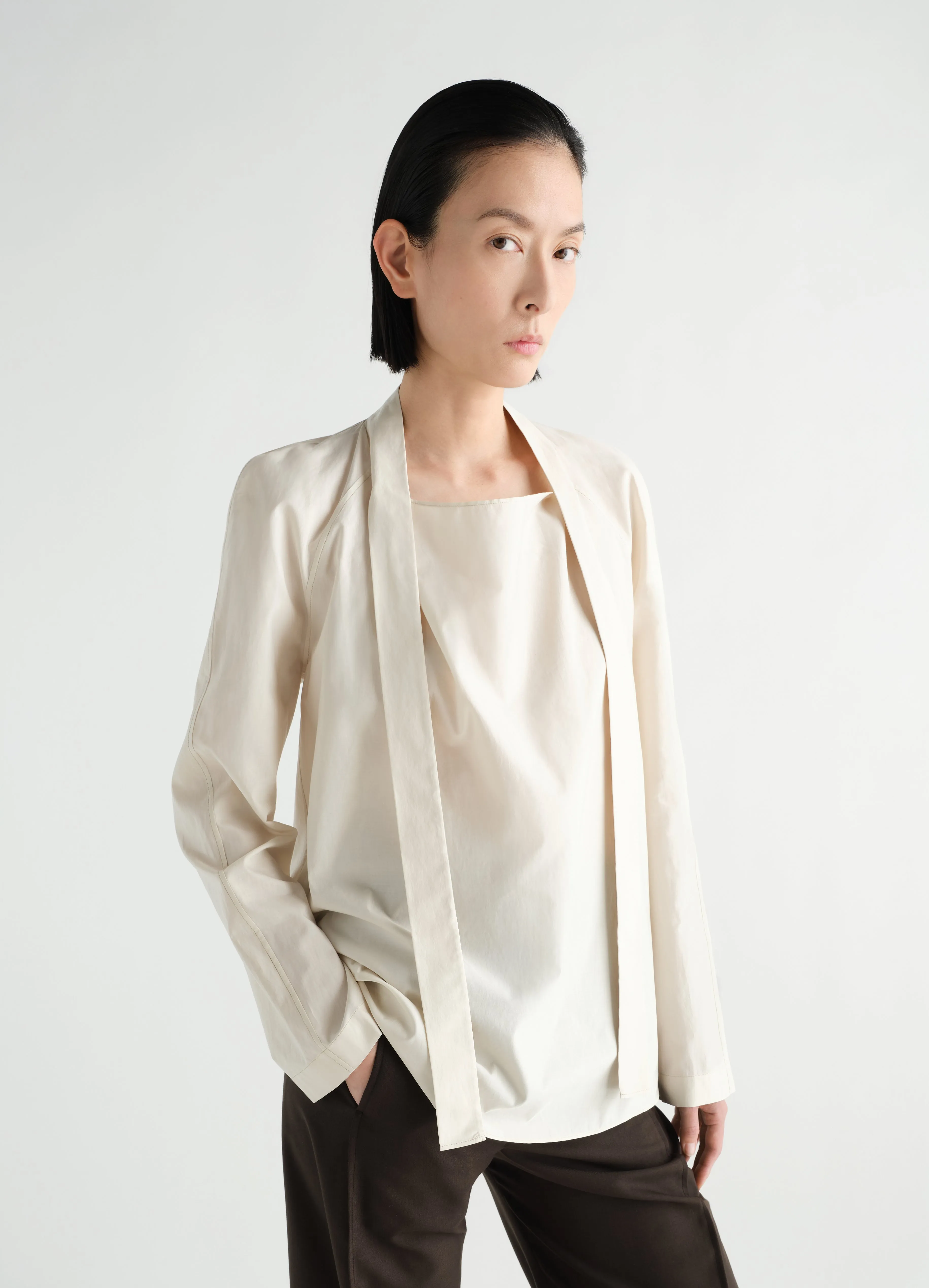 ASCOT BLOUSE IN WASHED COTTON SILK sold by Lemaire