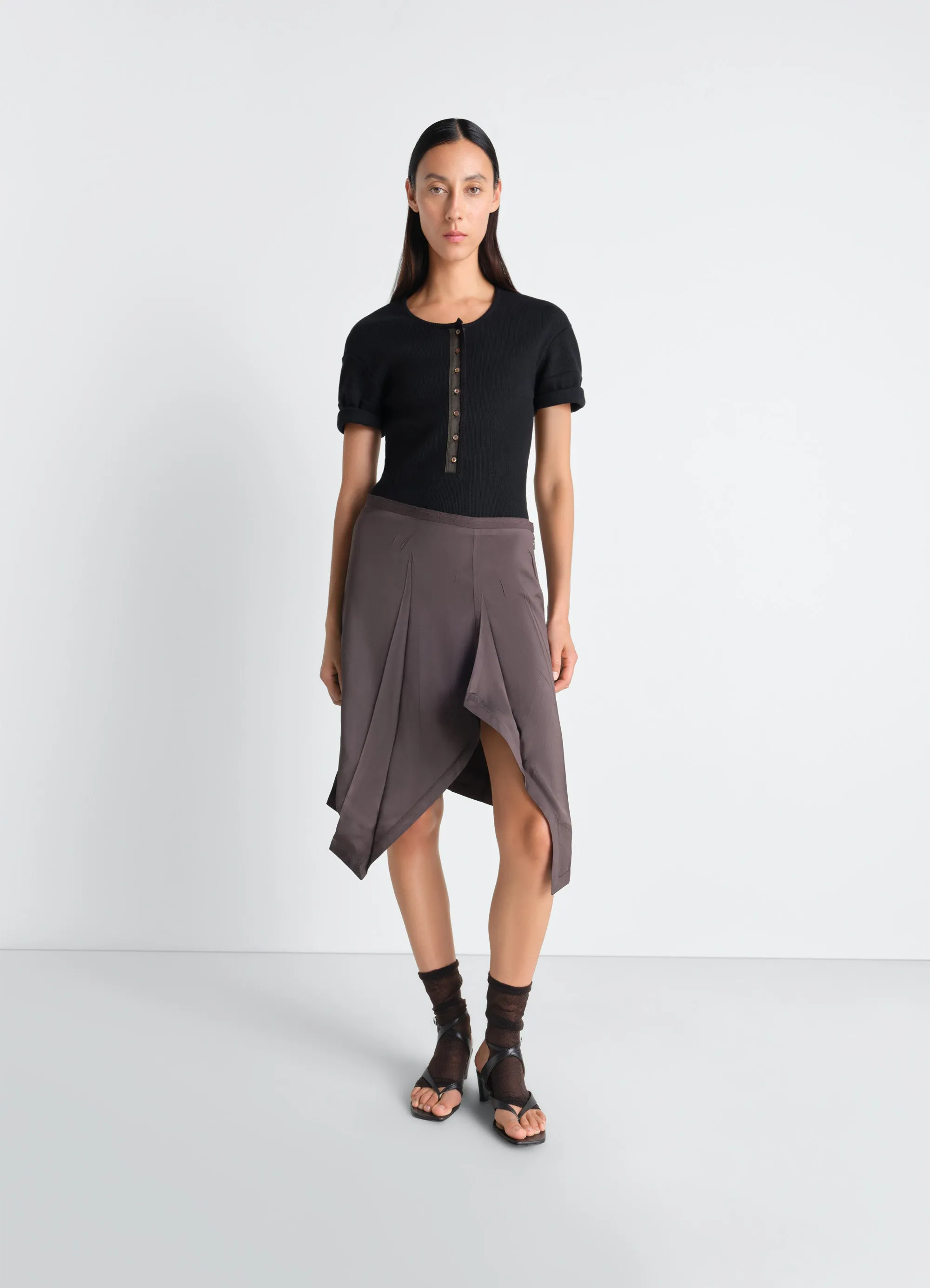 CREASED FOULARD SKIRT IN POLY VISCOSE TWILL sold by Lemaire