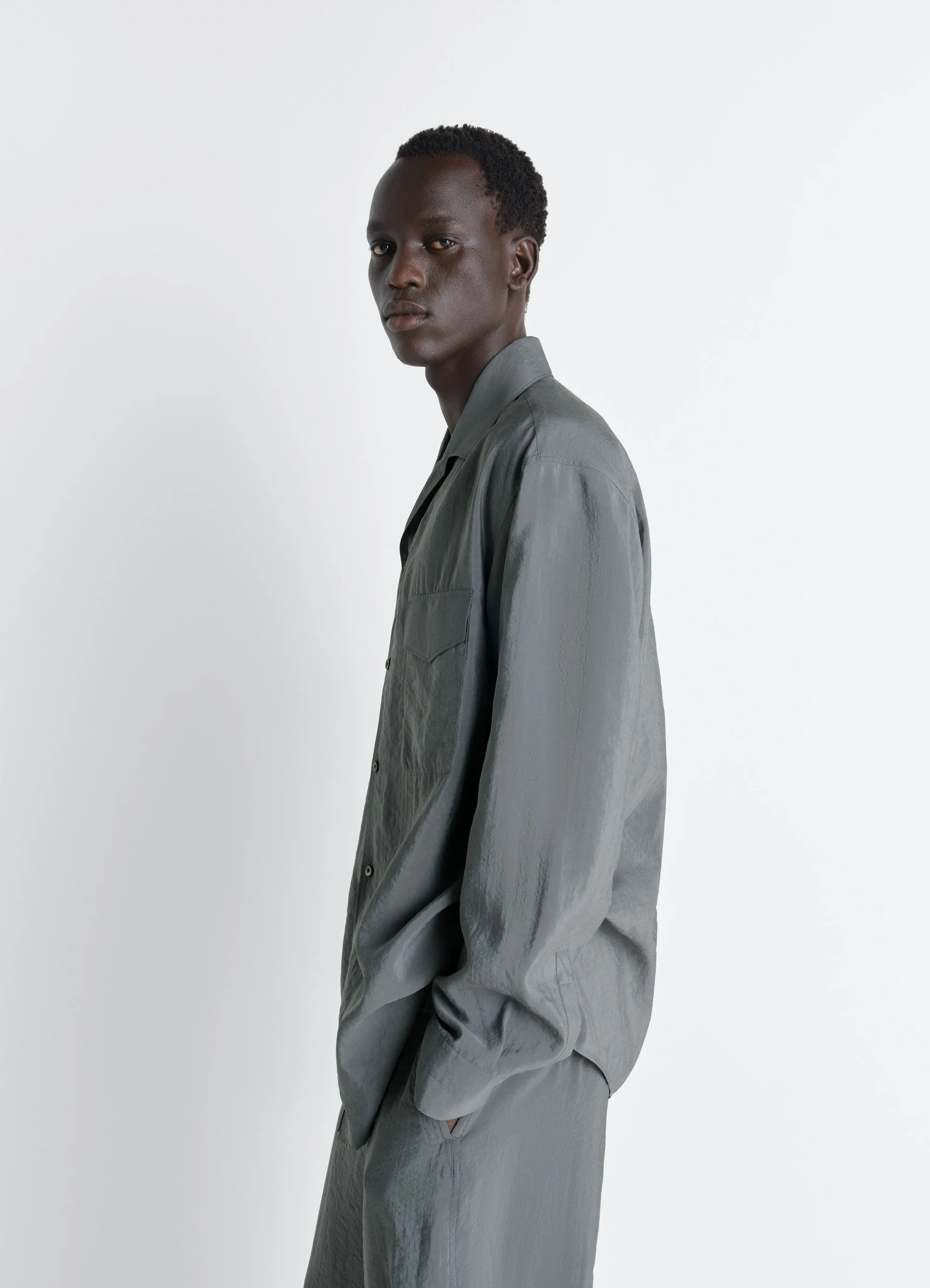 CONVERTIBLE COLLAR SHIRT IN DRY SILK sold by Lemaire product image thumbnail 3