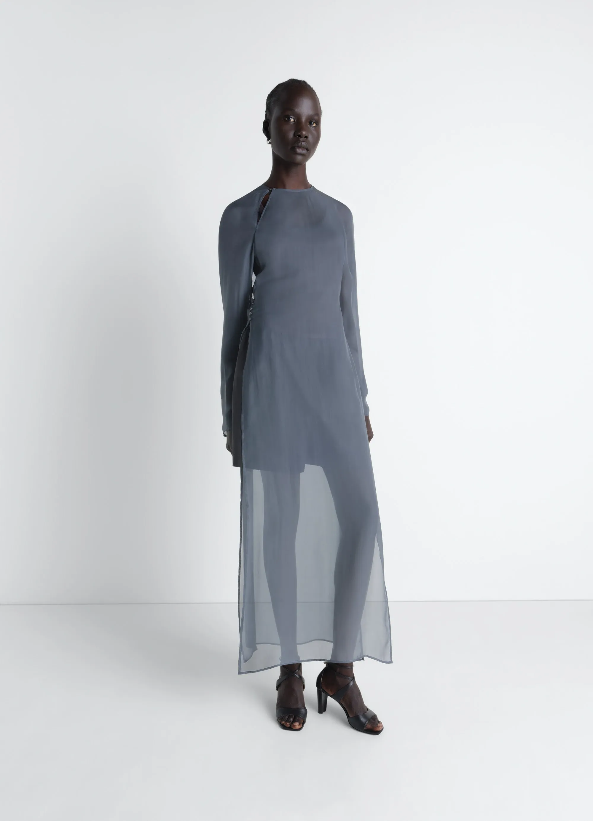 DRESS WITH SLITS IN TRANSPARENT CUPRO sold by Lemaire product image thumbnail 3