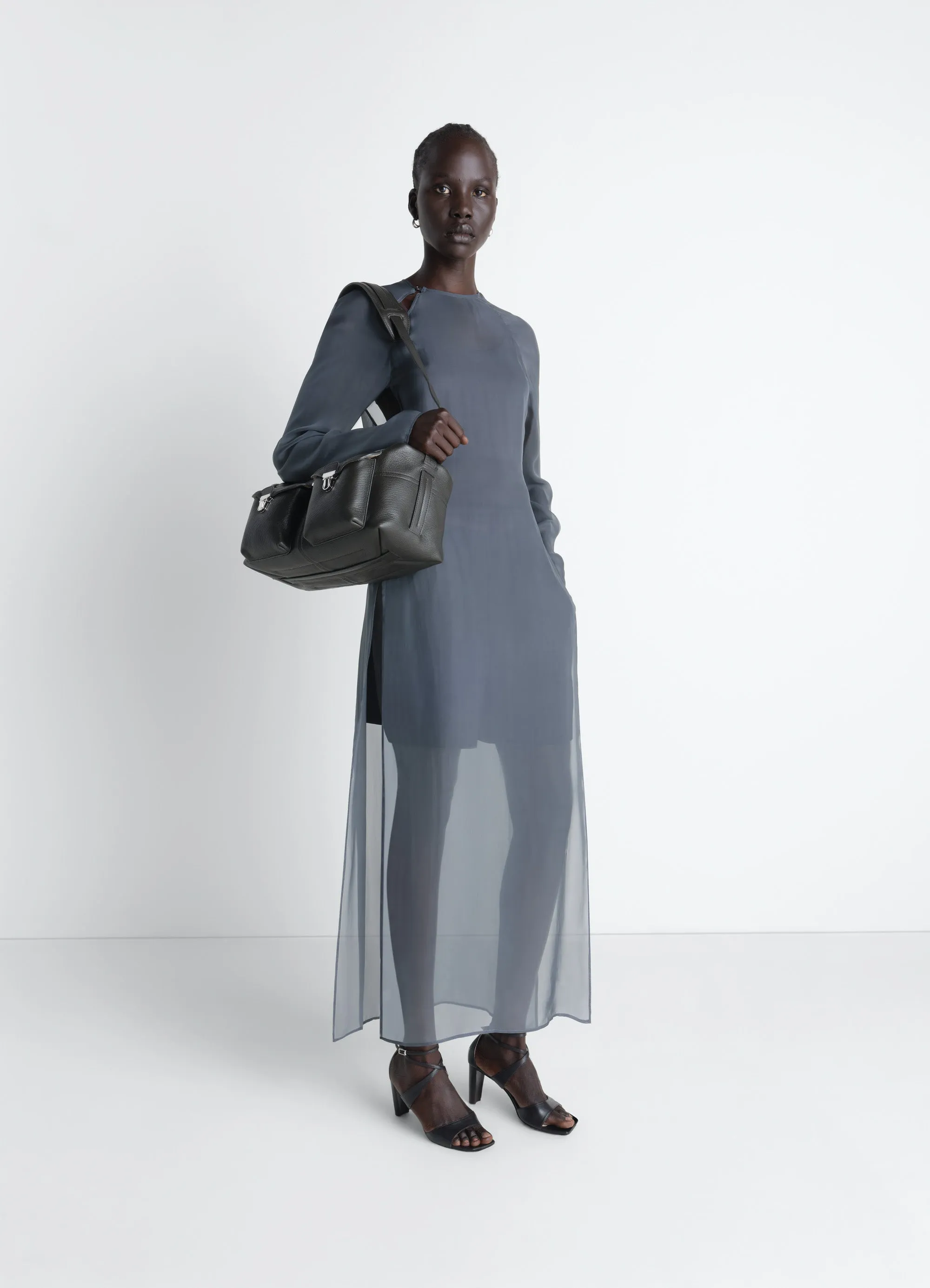 DRESS WITH SLITS IN TRANSPARENT CUPRO sold by Lemaire