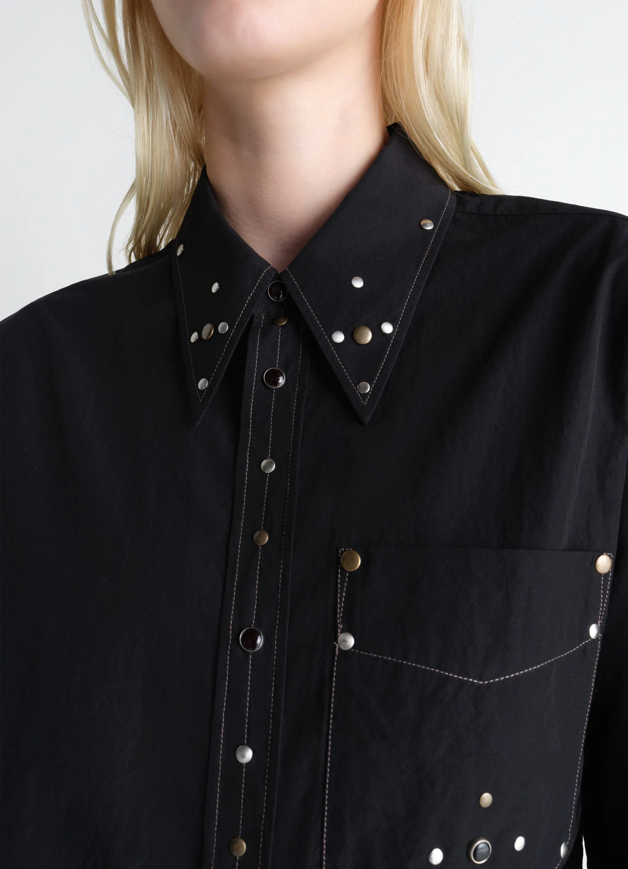FITTED SHIRT WITH STUDS IN CREPE COTTON sold by Lemaire product image thumbnail 4