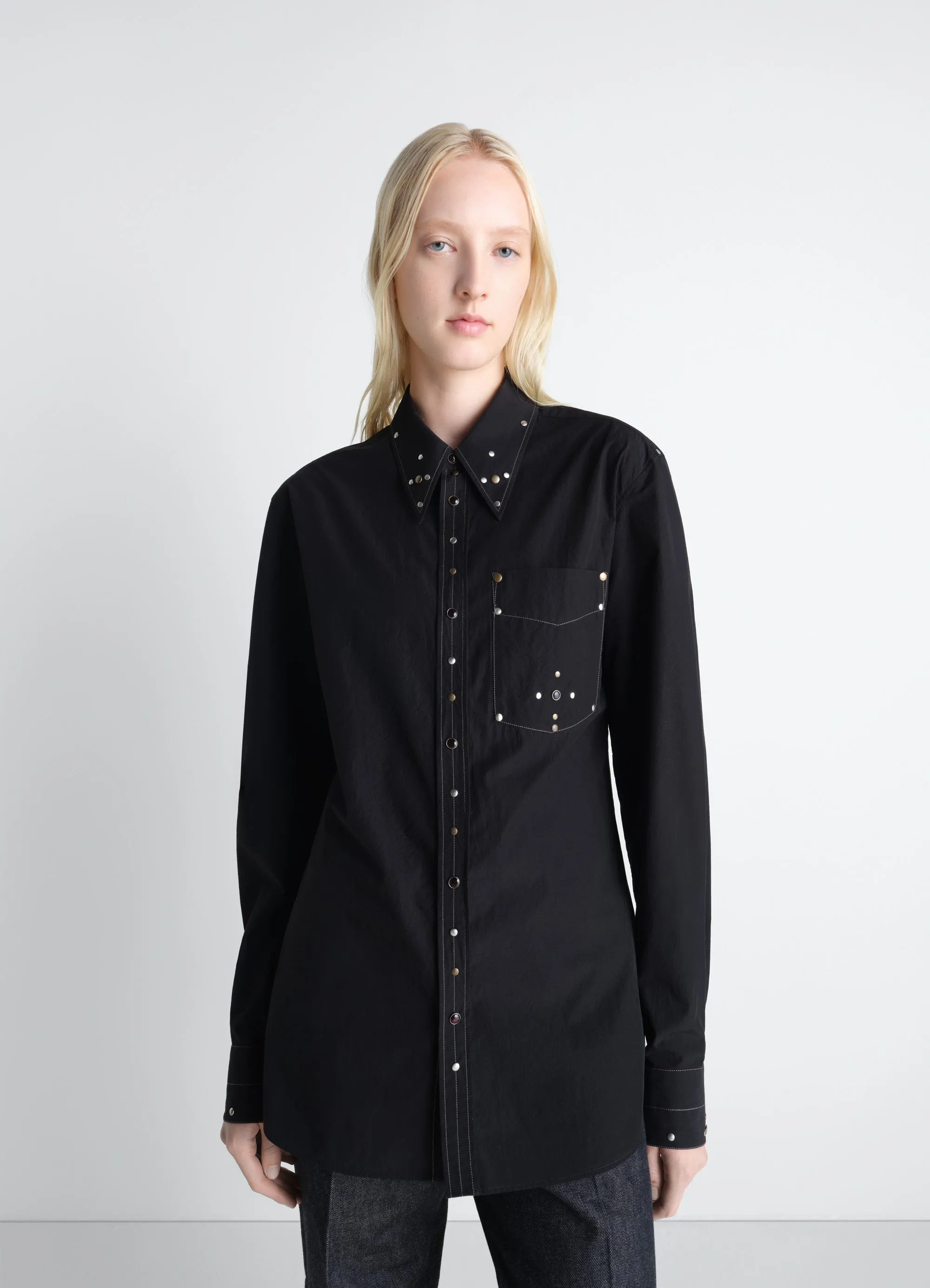 FITTED SHIRT WITH STUDS IN CREPE COTTON sold by Lemaire
