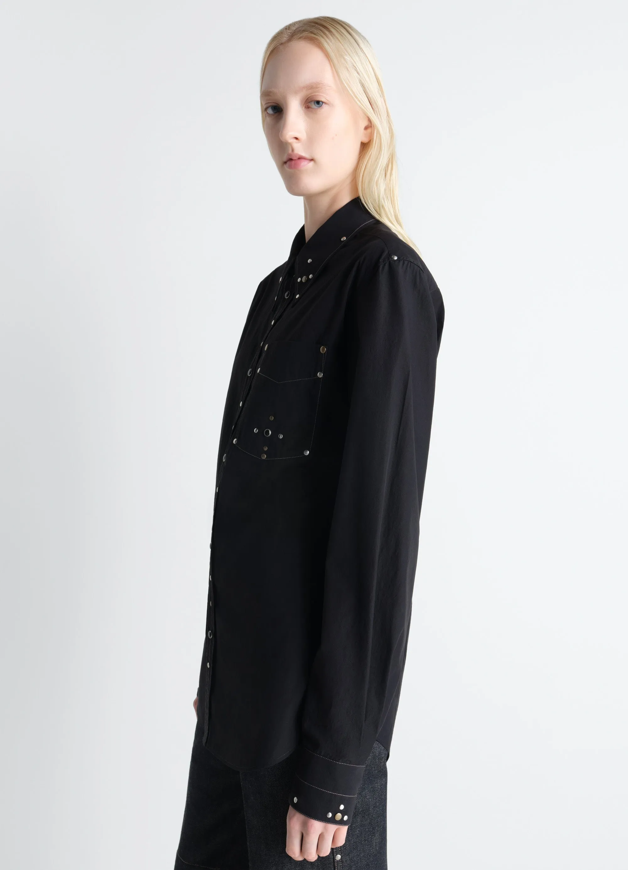 FITTED SHIRT WITH STUDS IN CREPE COTTON sold by Lemaire product image thumbnail 3