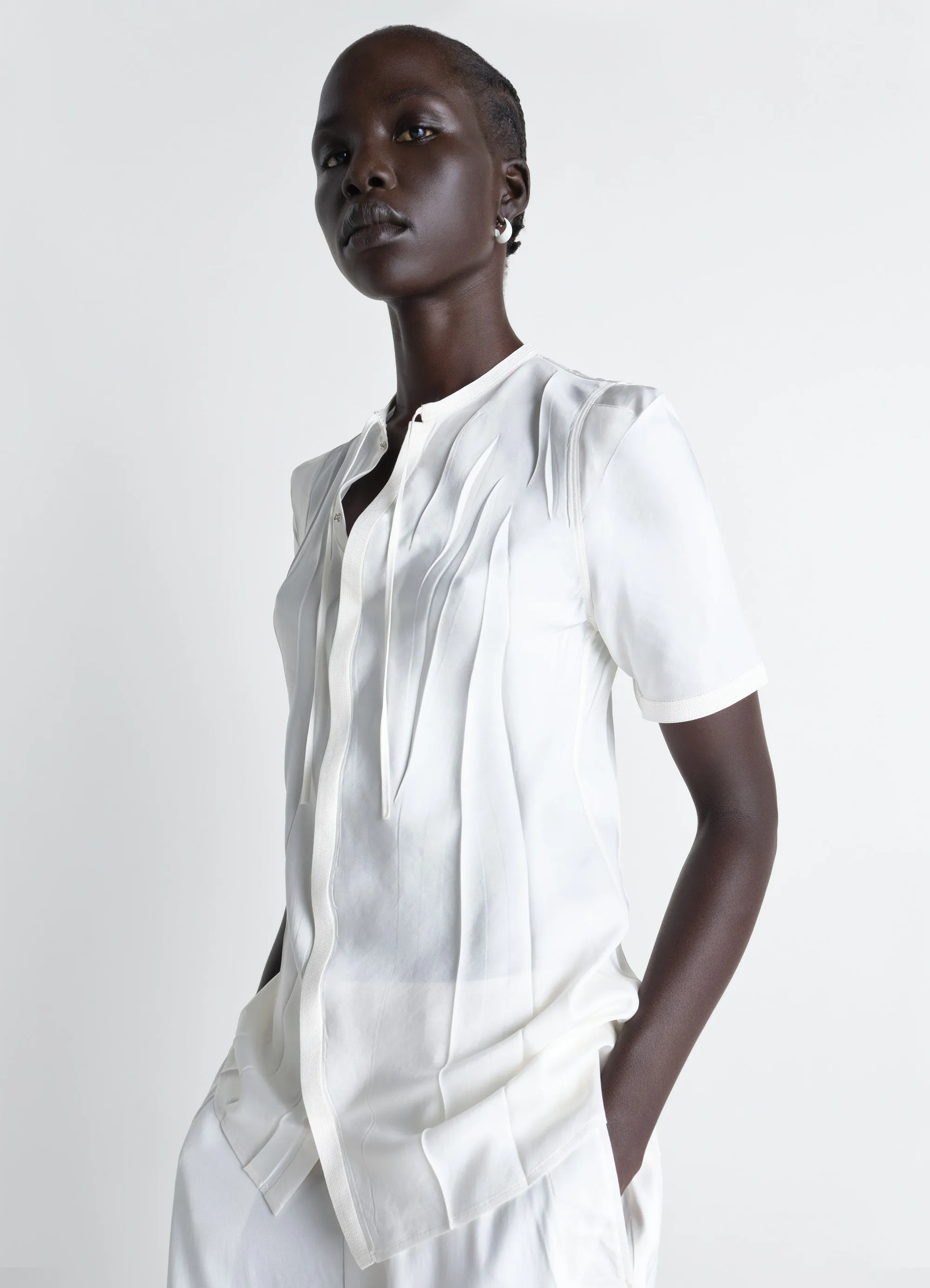 CREASED FITTED SHIRT IN POLY VISCOSE TWILL sold by Lemaire