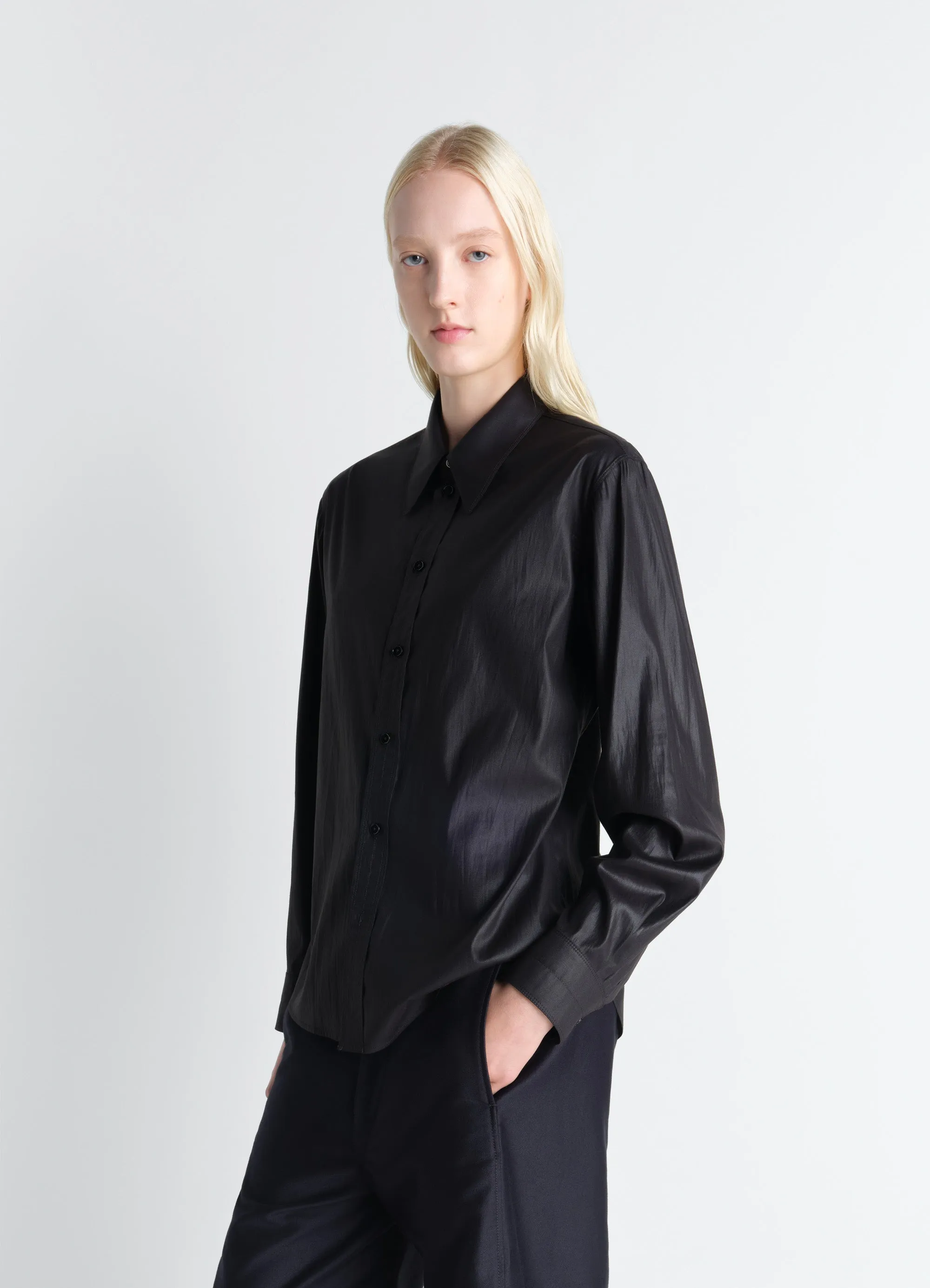 POINTED COLLAR SURREALIST SHIRT IN CHINTZED TOILE sold by Lemaire product image thumbnail 3