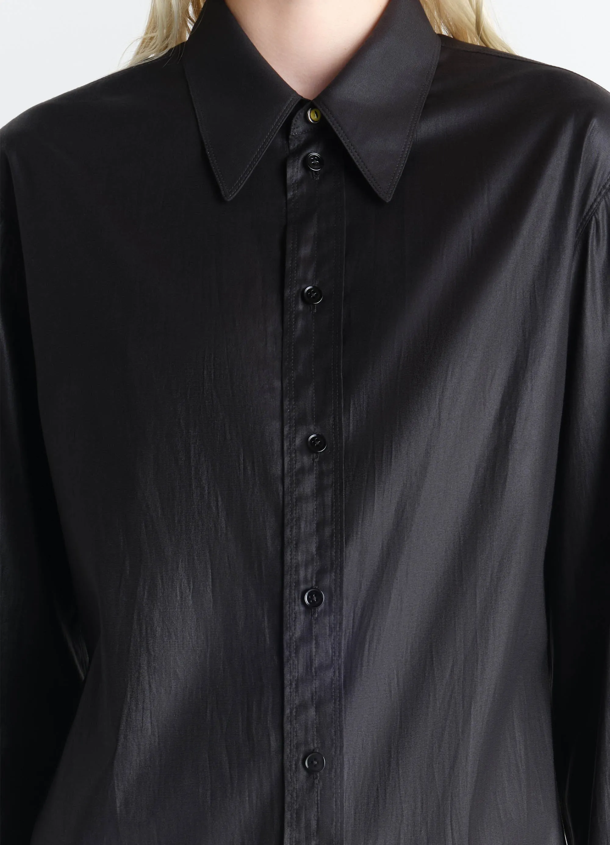 POINTED COLLAR SURREALIST SHIRT IN CHINTZED TOILE sold by Lemaire product image thumbnail 4