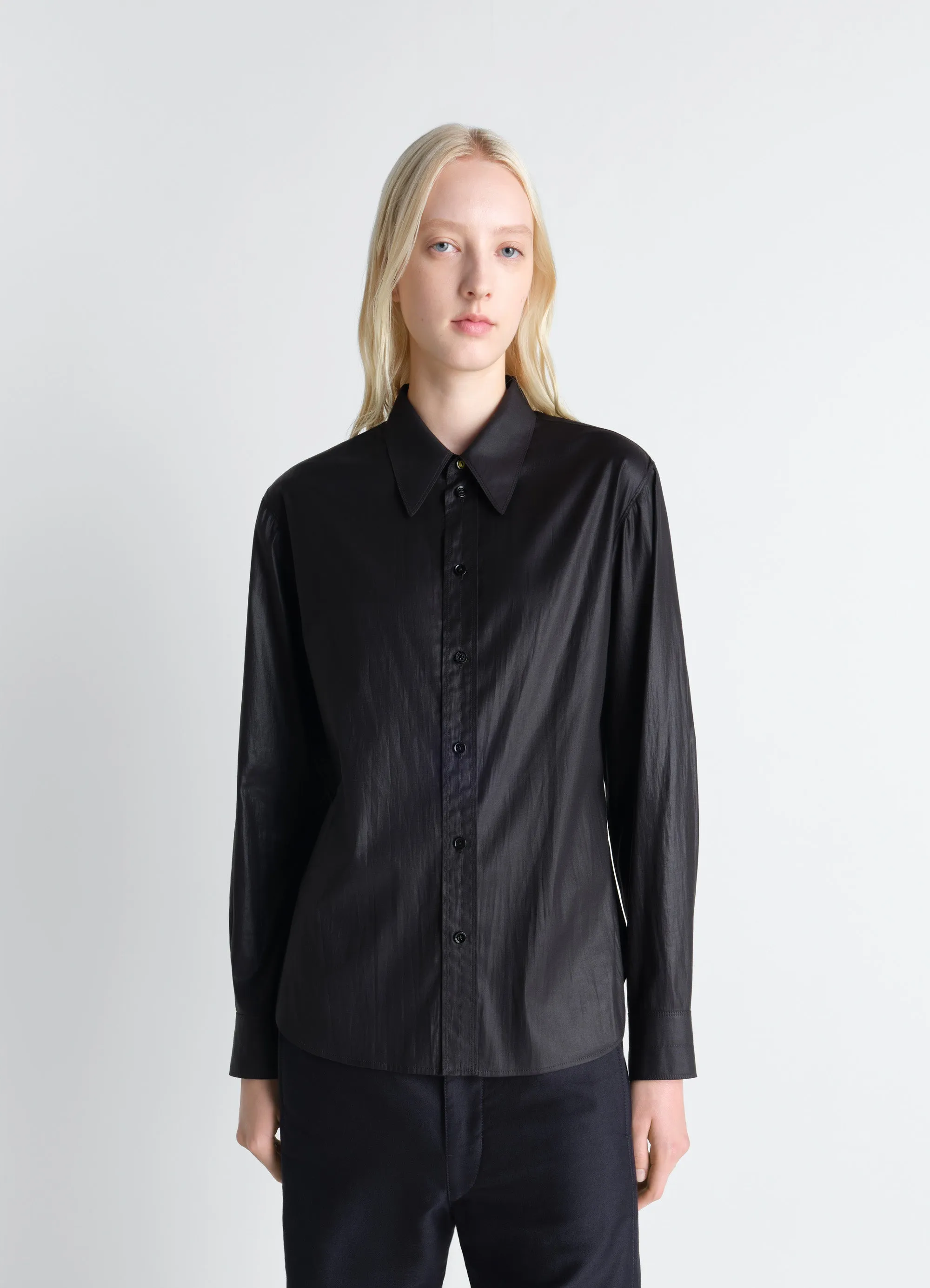 POINTED COLLAR SURREALIST SHIRT IN CHINTZED TOILE sold by Lemaire