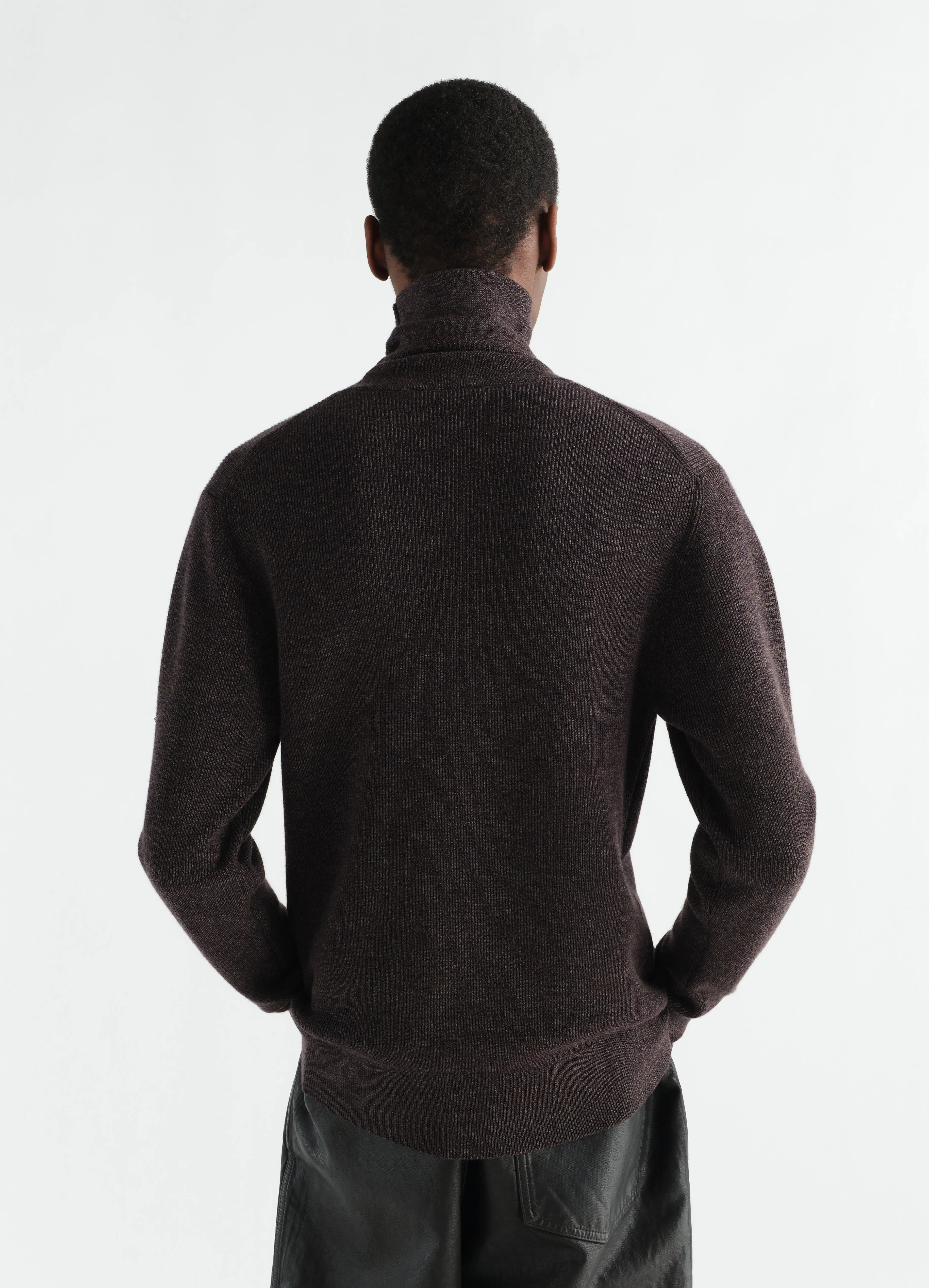 STAND-COLLAR SWEATER IN FINE MOULINÉ MERINO WOOL sold by Lemaire product image thumbnail 5