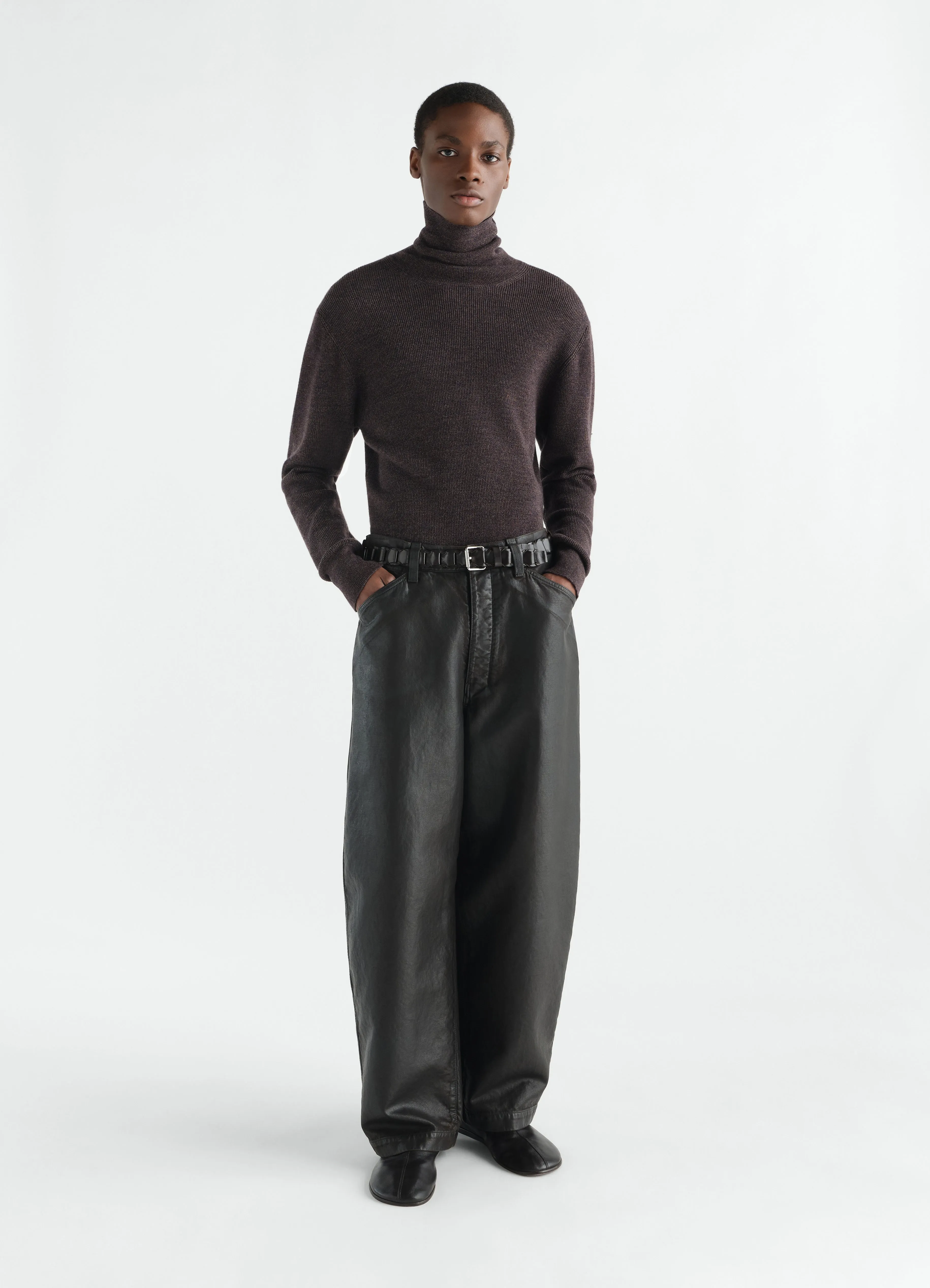 STAND-COLLAR SWEATER IN FINE MOULINÉ MERINO WOOL sold by Lemaire product image thumbnail 2
