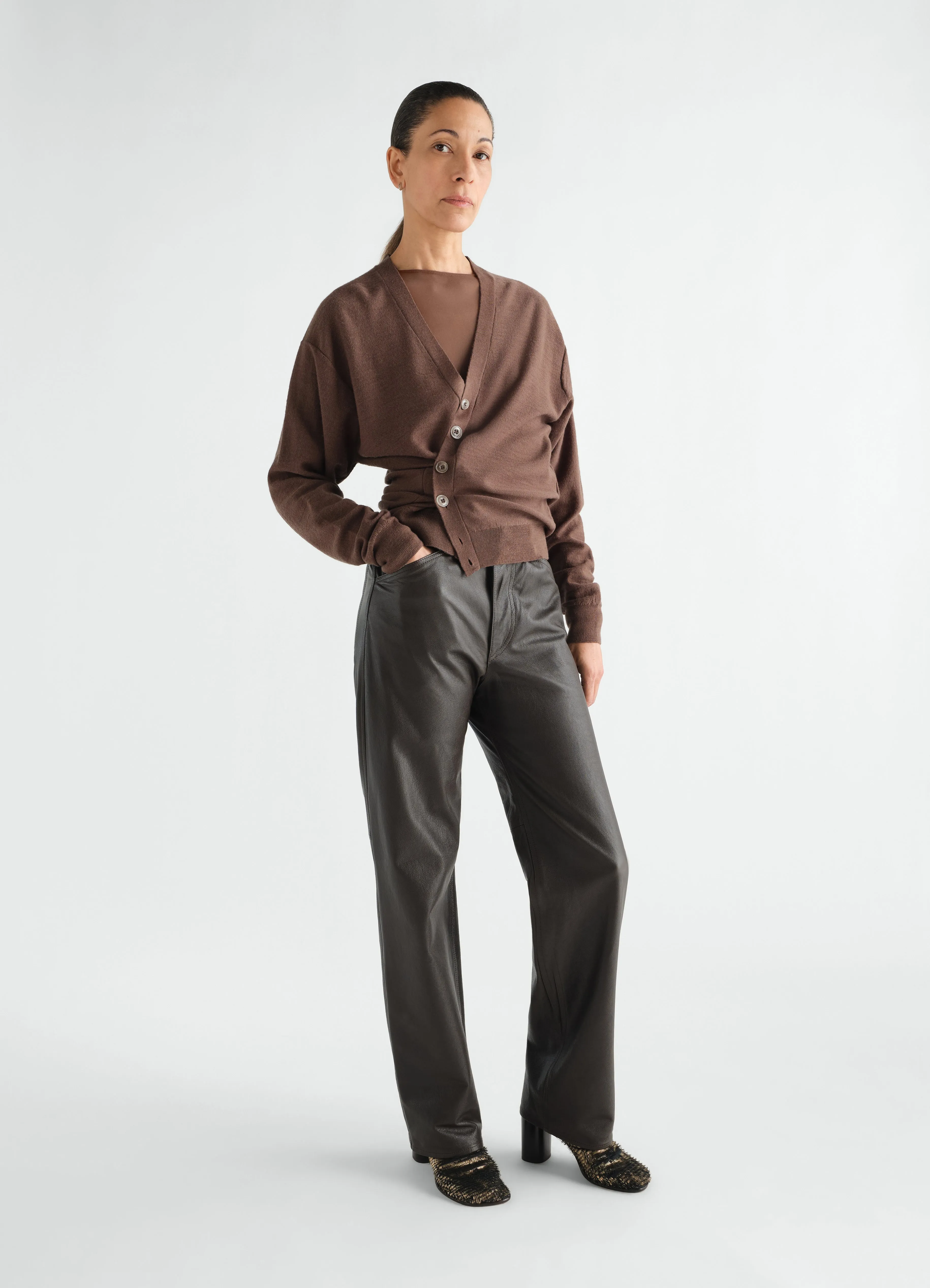 RELAXED TWISTED CARDIGAN IN MERINO BLEND sold by Lemaire product image thumbnail 4