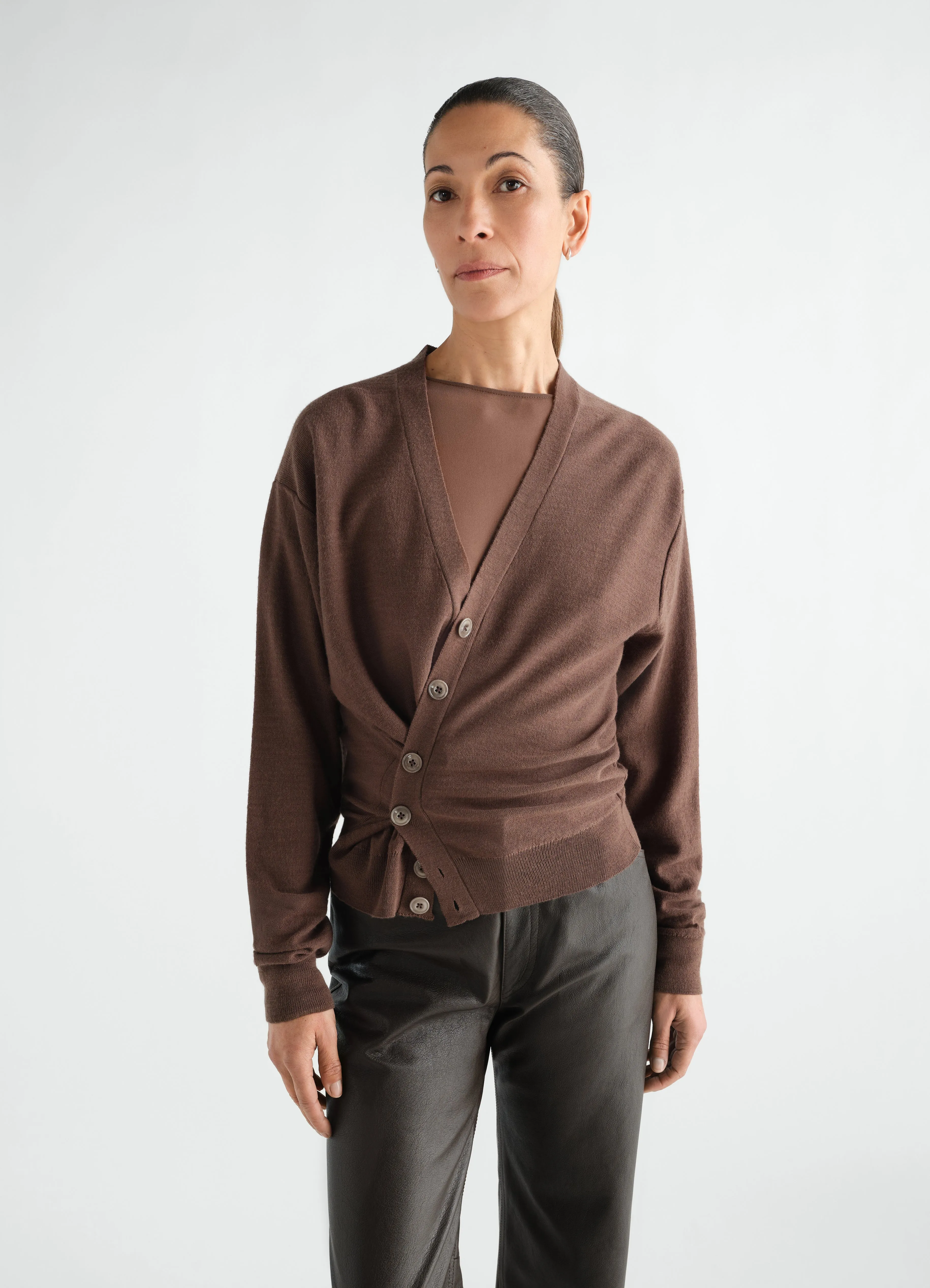 RELAXED TWISTED CARDIGAN IN MERINO BLEND sold by Lemaire product image thumbnail 2